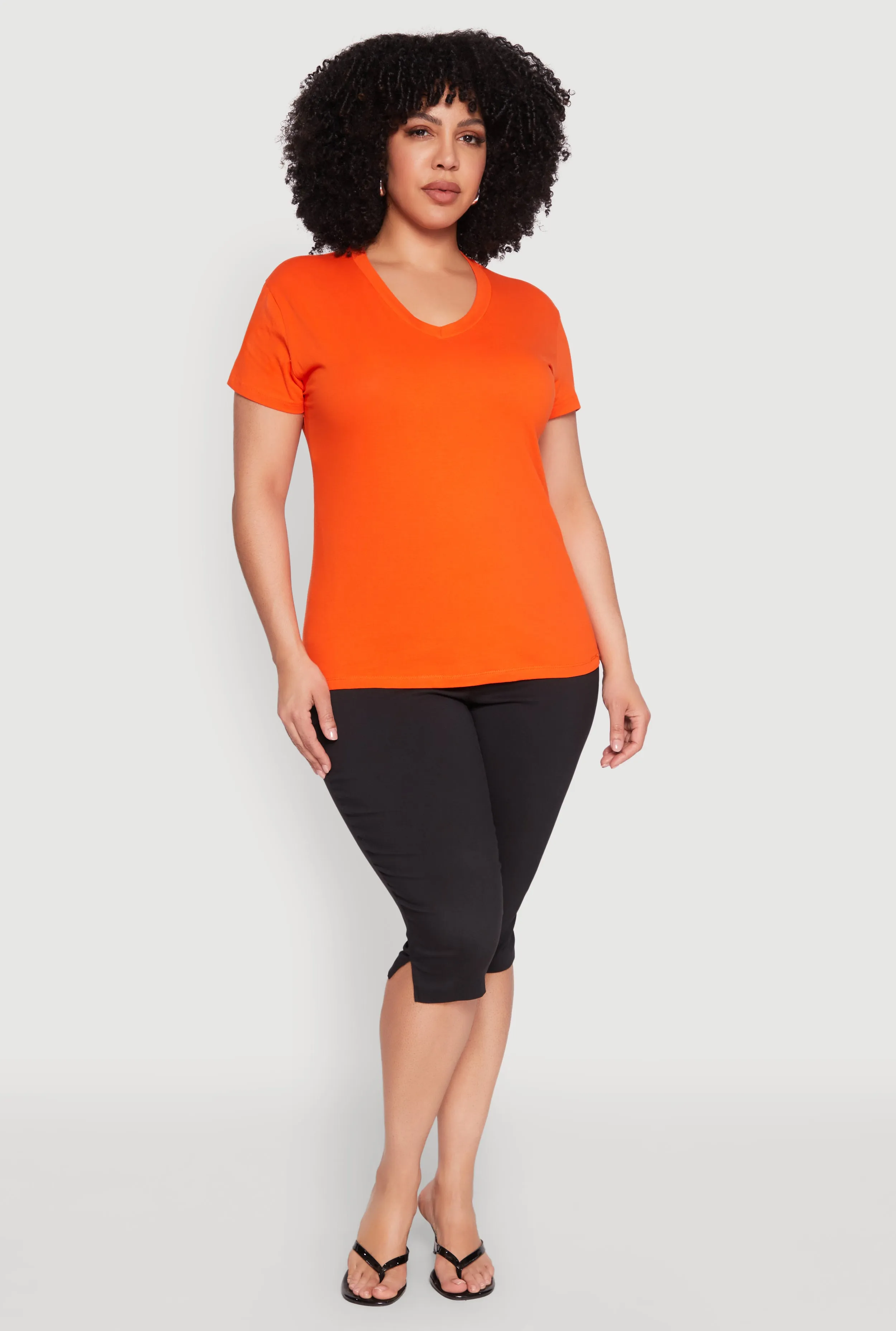 Plus Size V Neck Short Sleeve Top sold by Rainbow