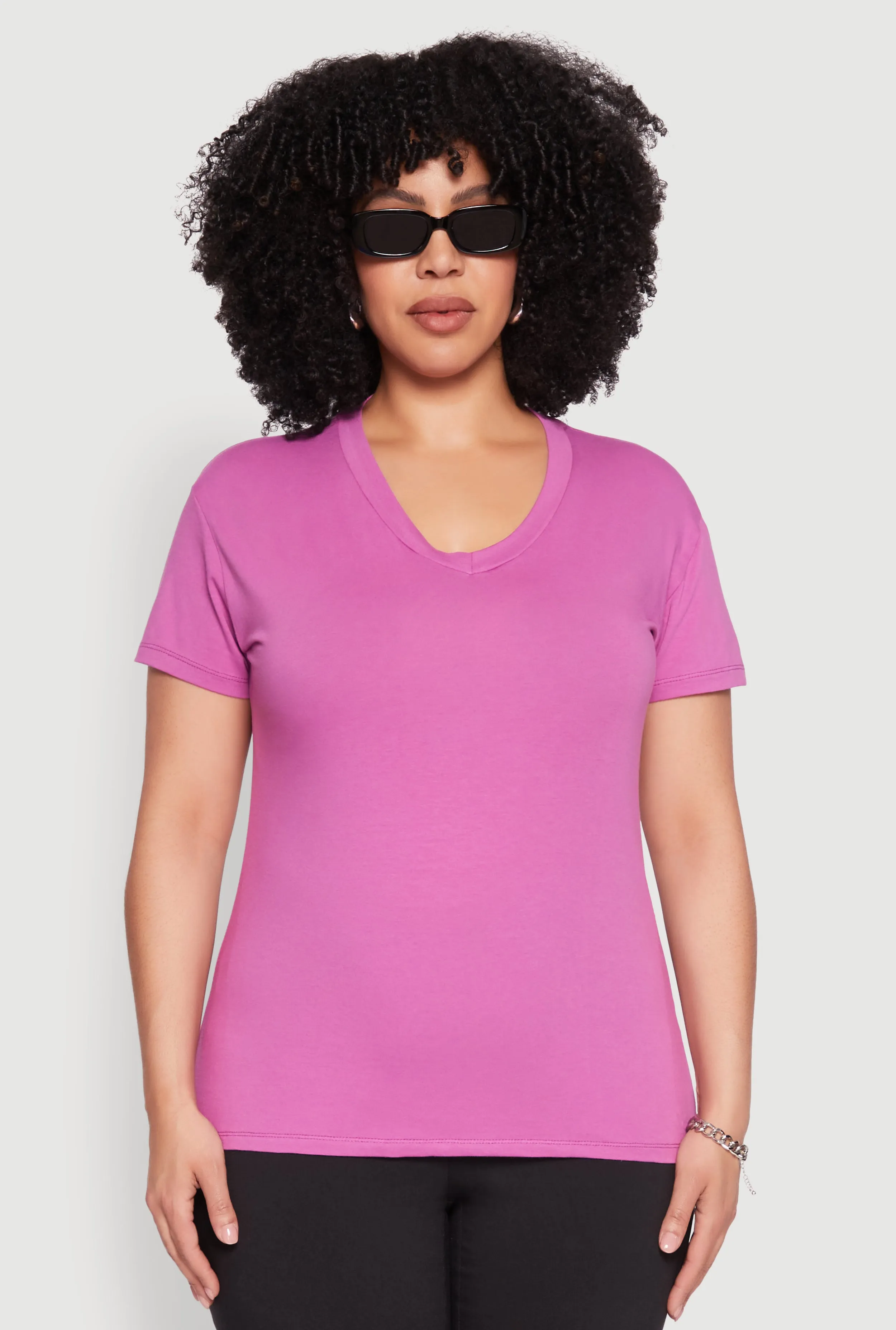 Plus Size V Neck Short Sleeve Top sold by Rainbow product image thumbnail 2