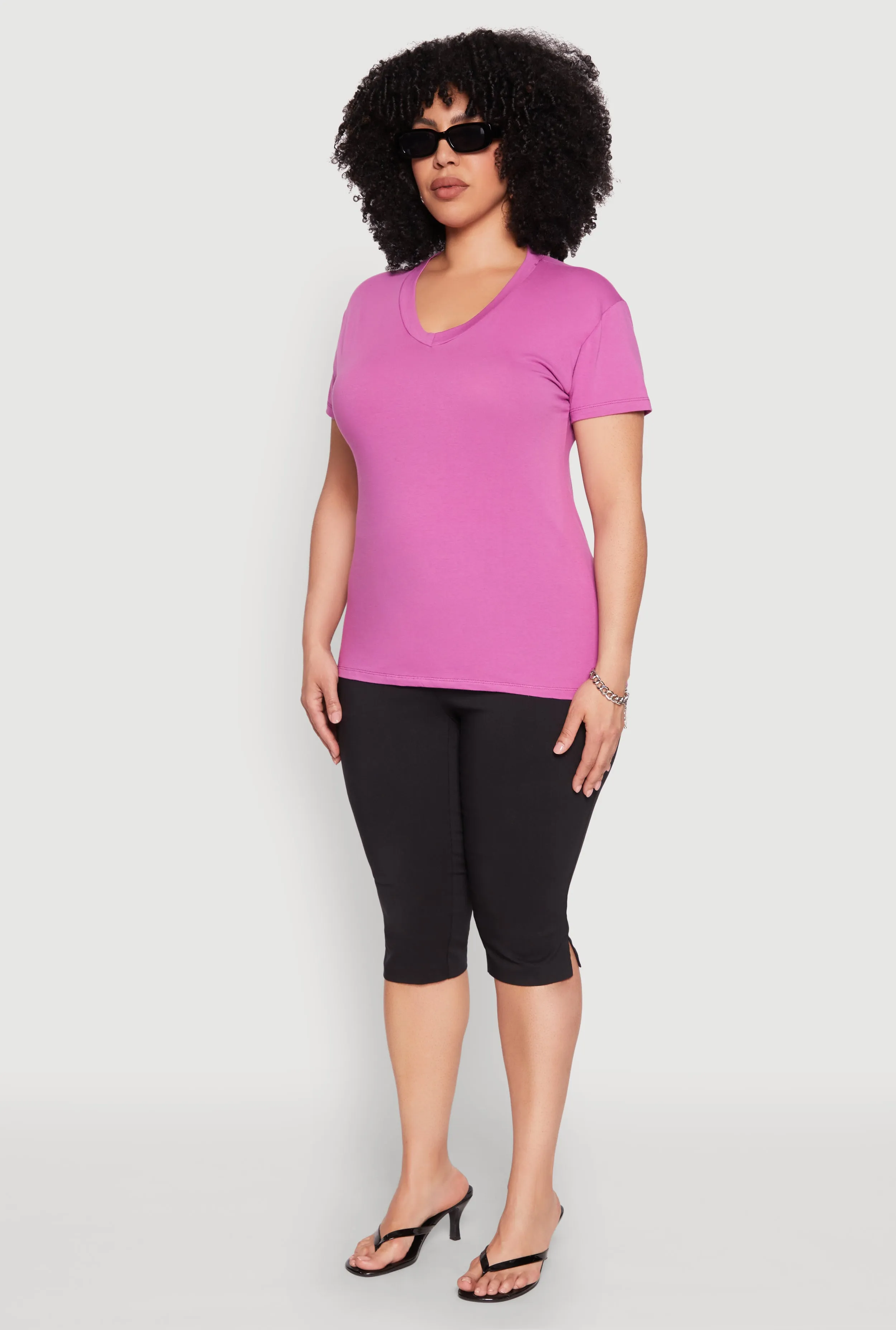 Plus Size V Neck Short Sleeve Top sold by Rainbow product image thumbnail 5