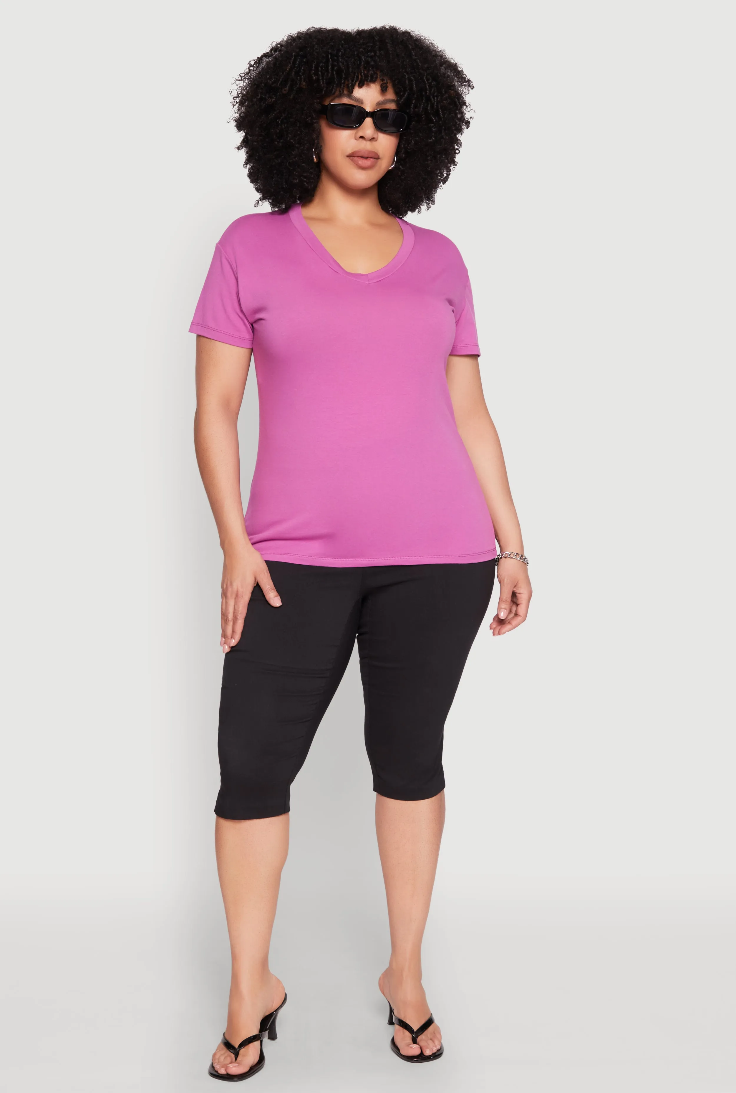 Plus Size V Neck Short Sleeve Top sold by Rainbow product image thumbnail 3