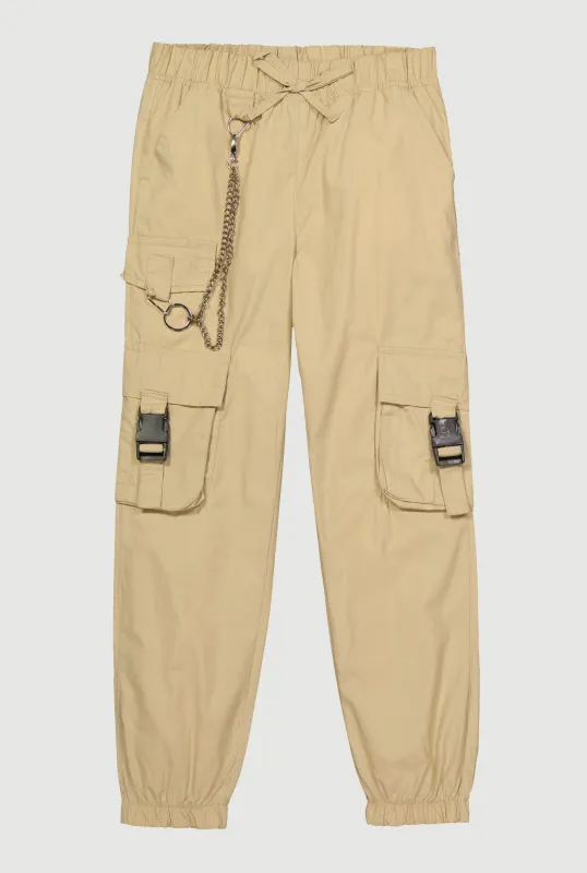 Girls Chain Detail Cargo Joggers sold by Rainbow
