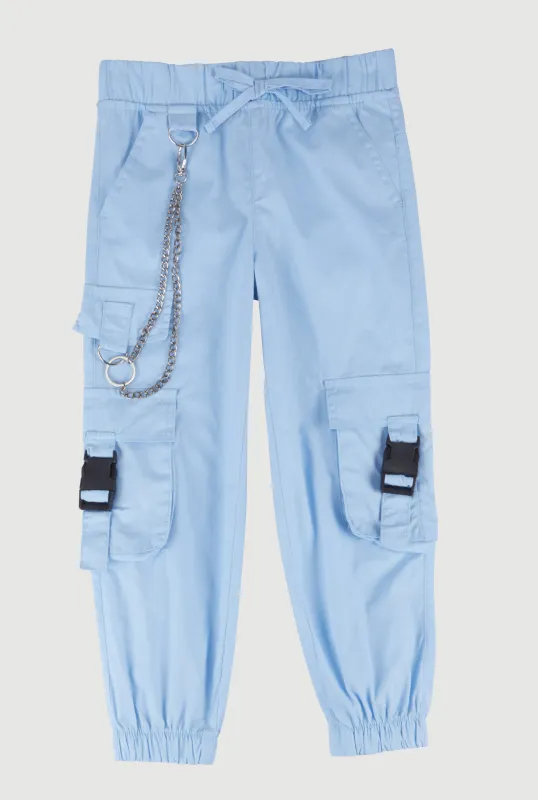 Little Girls Chain Detail Cargo Joggers sold by Rainbow