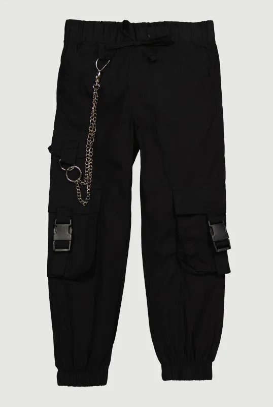 Little Girls Chain Detail Cargo Joggers sold by Rainbow