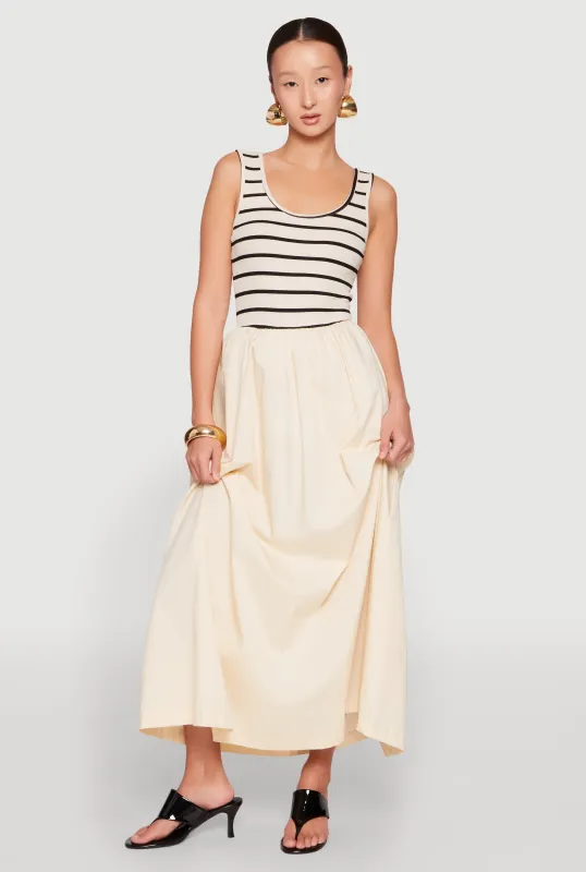 Sleeveless Half Striped Bodice Maxi Dress sold by Rainbow