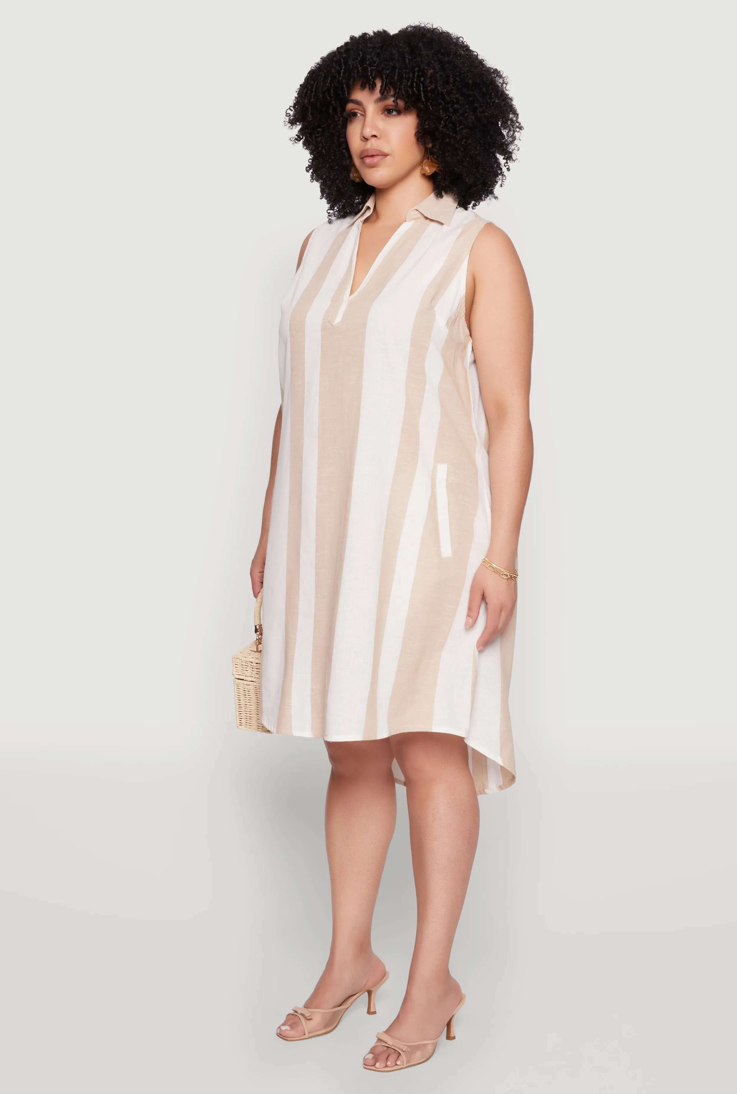 Plus Size Striped Sleeveless Shift Dress sold by Rainbow product image thumbnail 3