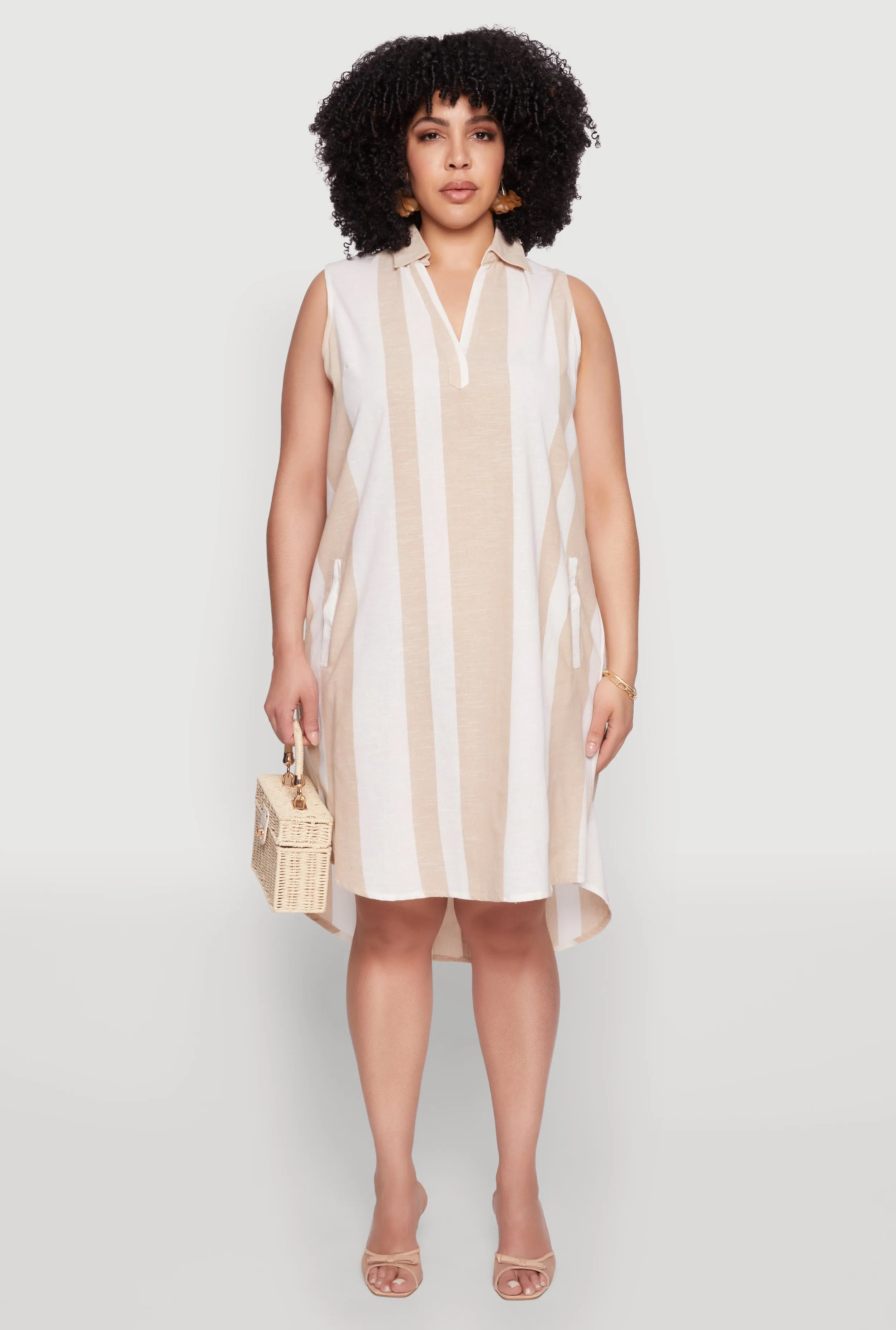 Plus Size Striped Sleeveless Shift Dress sold by Rainbow product image thumbnail 2