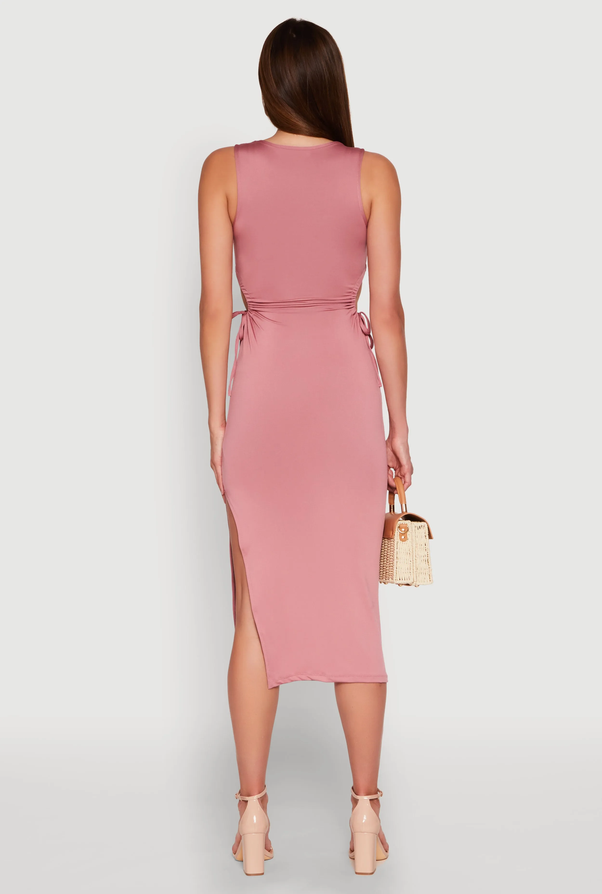 Drawstring Side Cut Out Sleeveless Midi Dress sold by Rainbow product image thumbnail 5