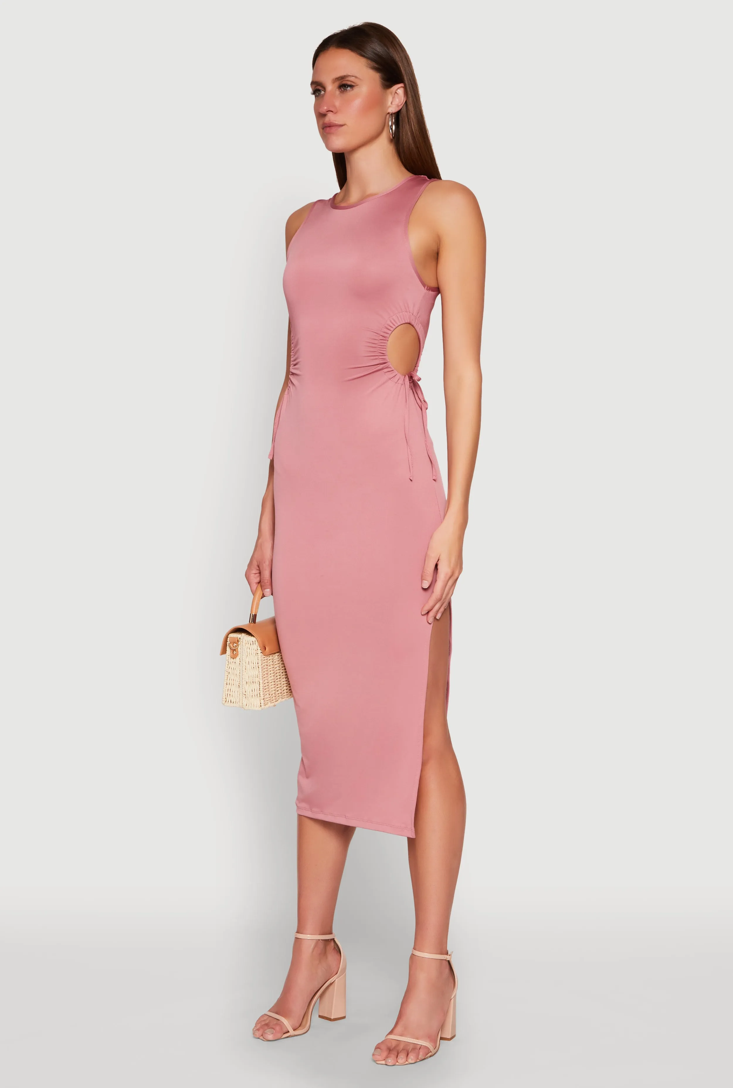 Drawstring Side Cut Out Sleeveless Midi Dress sold by Rainbow product image thumbnail 3