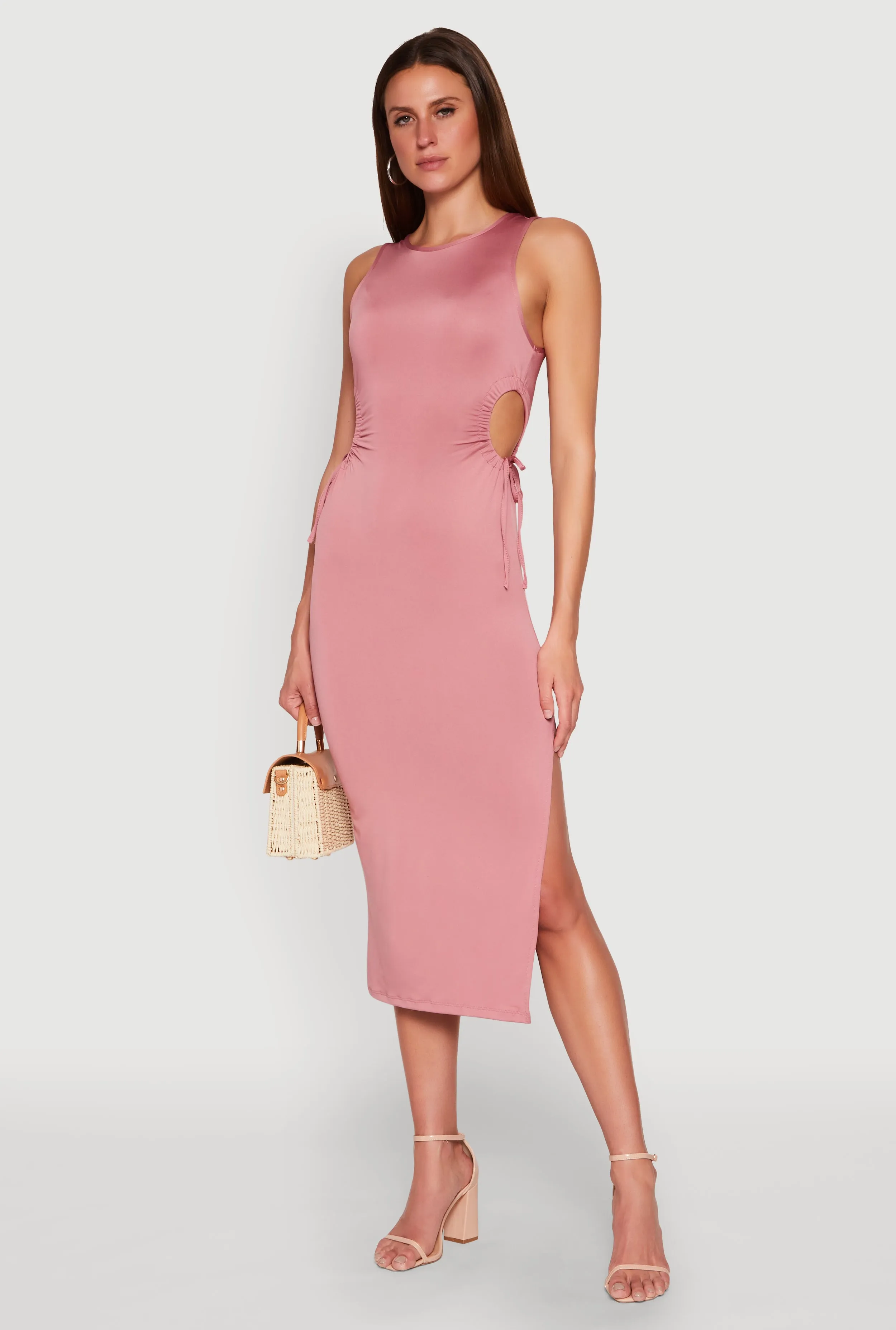 Drawstring Side Cut Out Sleeveless Midi Dress sold by Rainbow