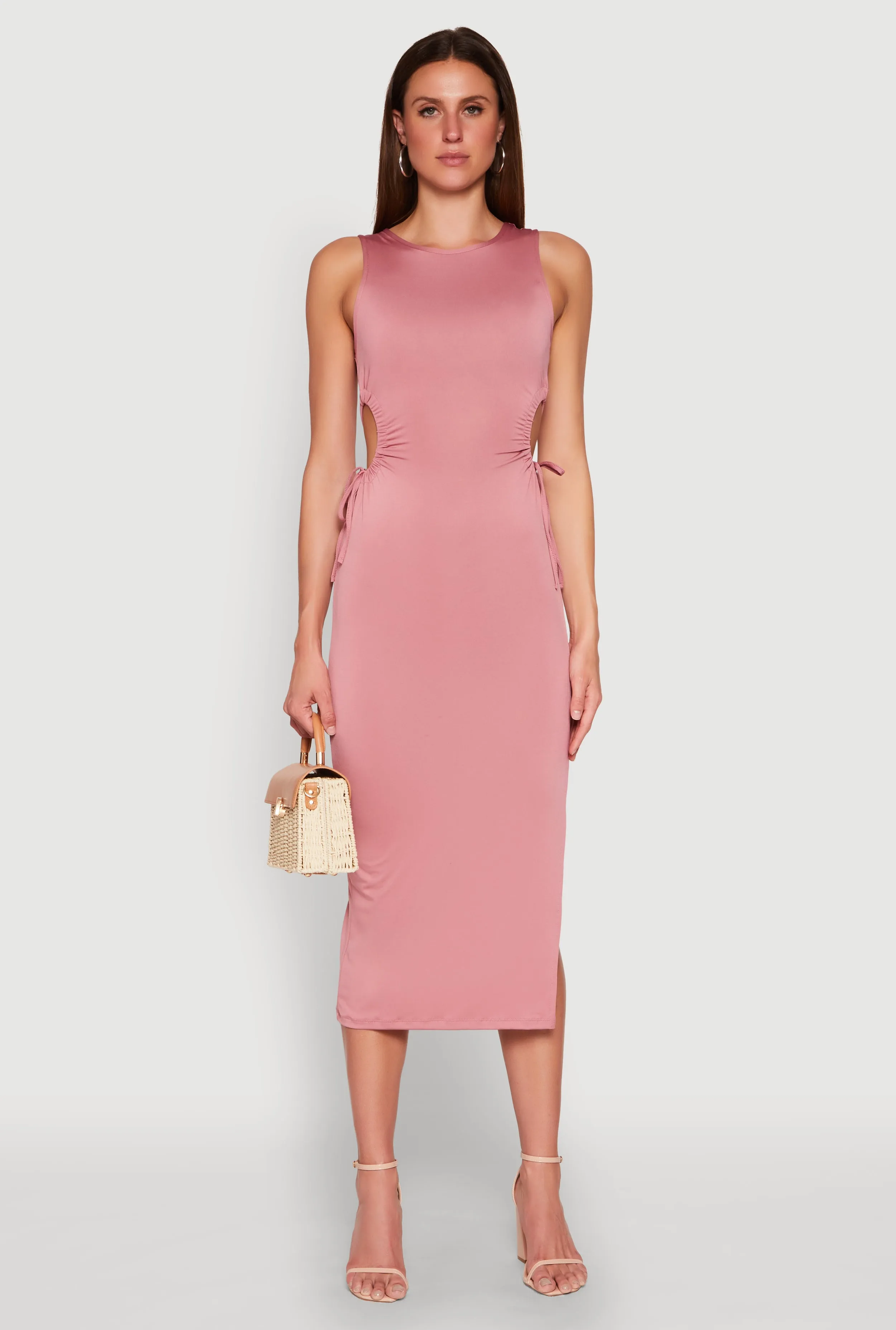 Drawstring Side Cut Out Sleeveless Midi Dress sold by Rainbow product image thumbnail 2