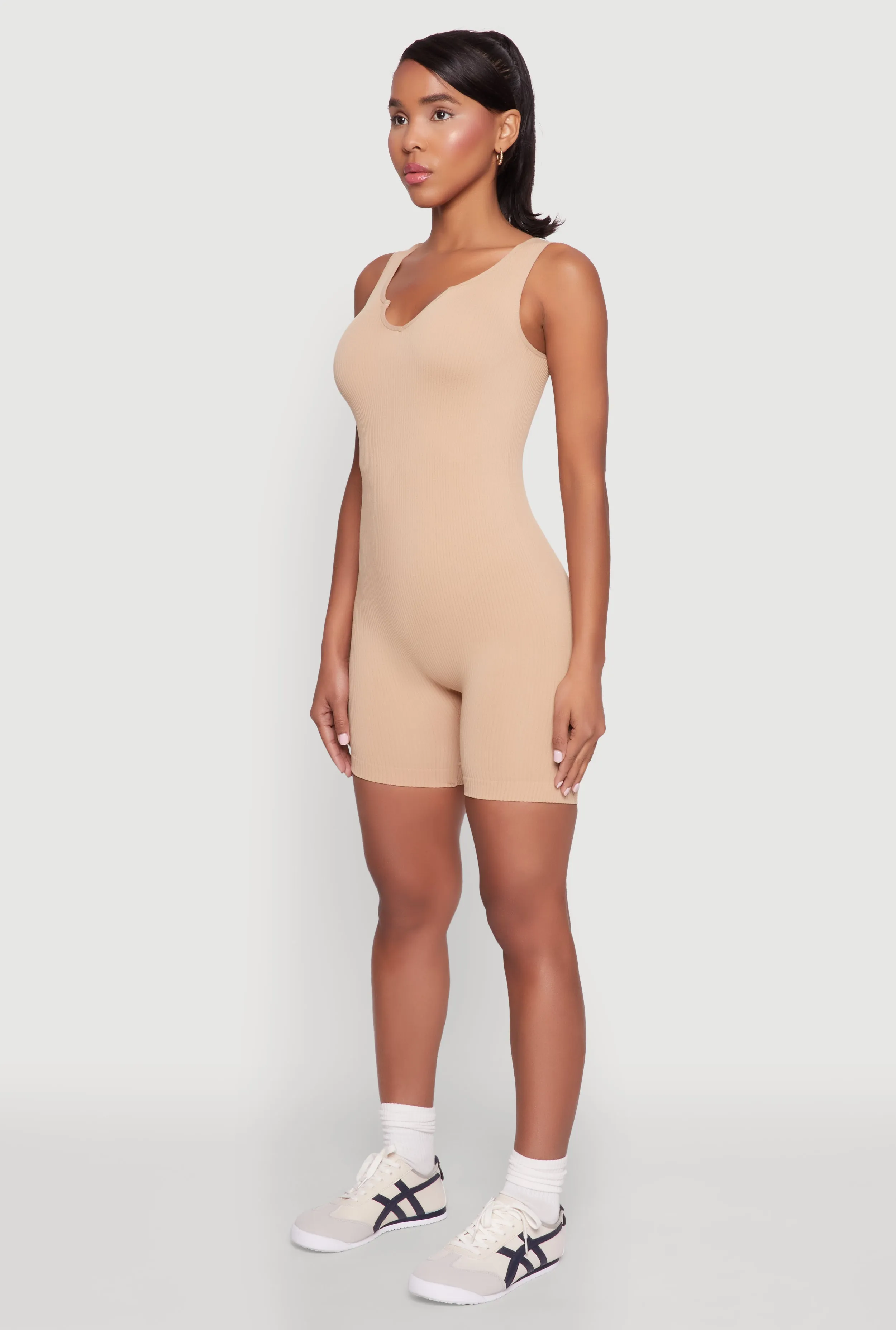 Ribbed Knit Notch Neck Romper sold by Rainbow product image thumbnail 3