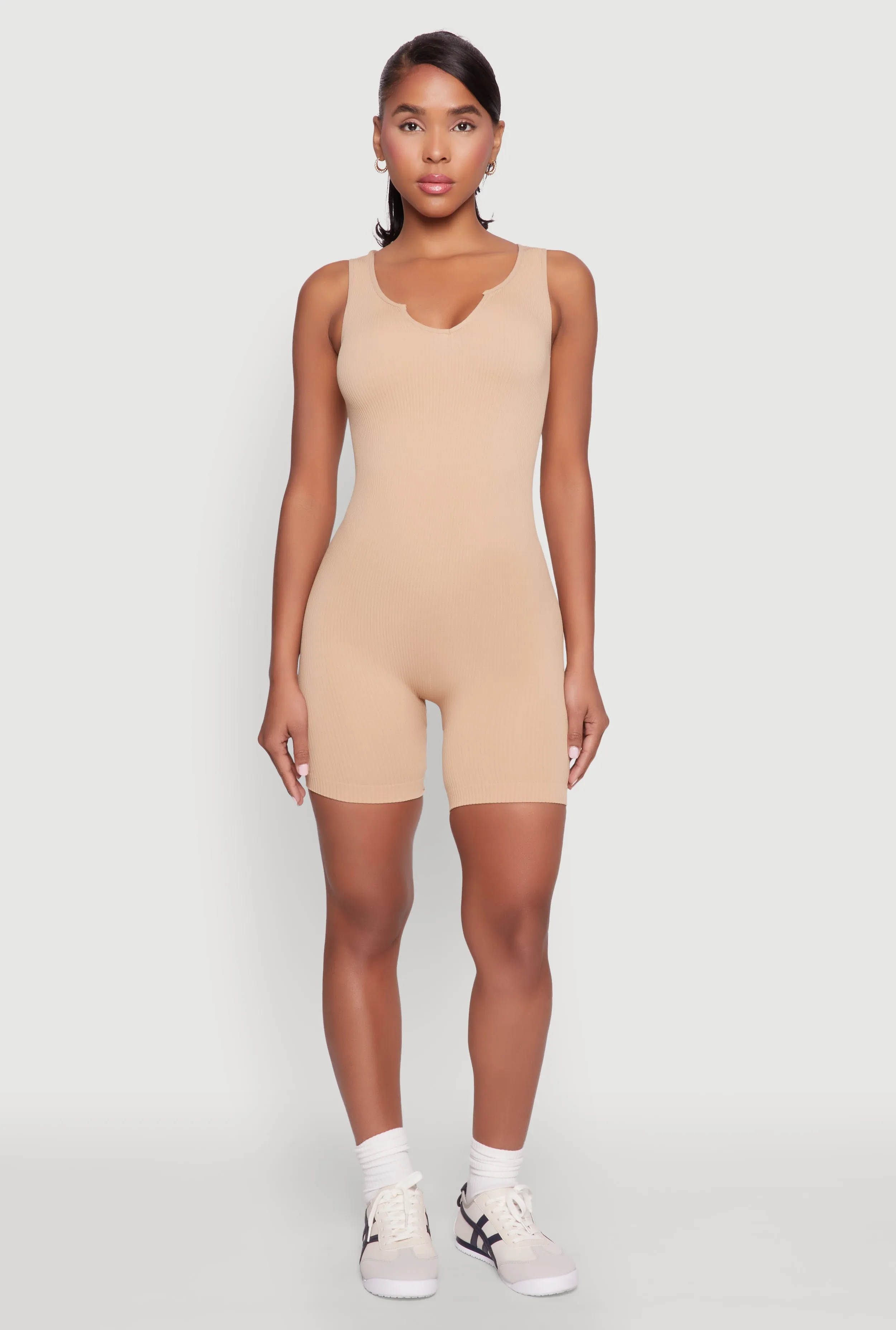 Ribbed Knit Notch Neck Romper sold by Rainbow product image thumbnail 2