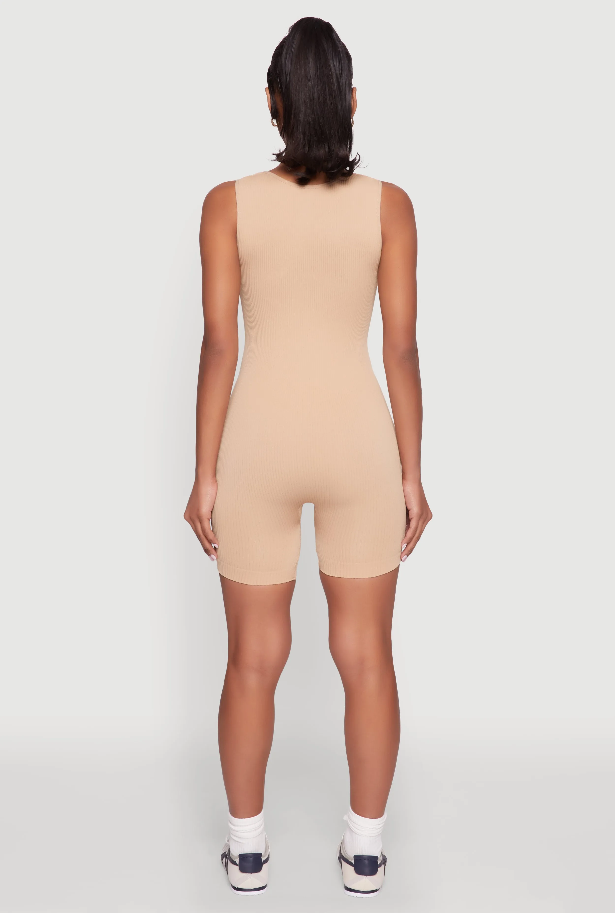 Ribbed Knit Notch Neck Romper sold by Rainbow product image thumbnail 5