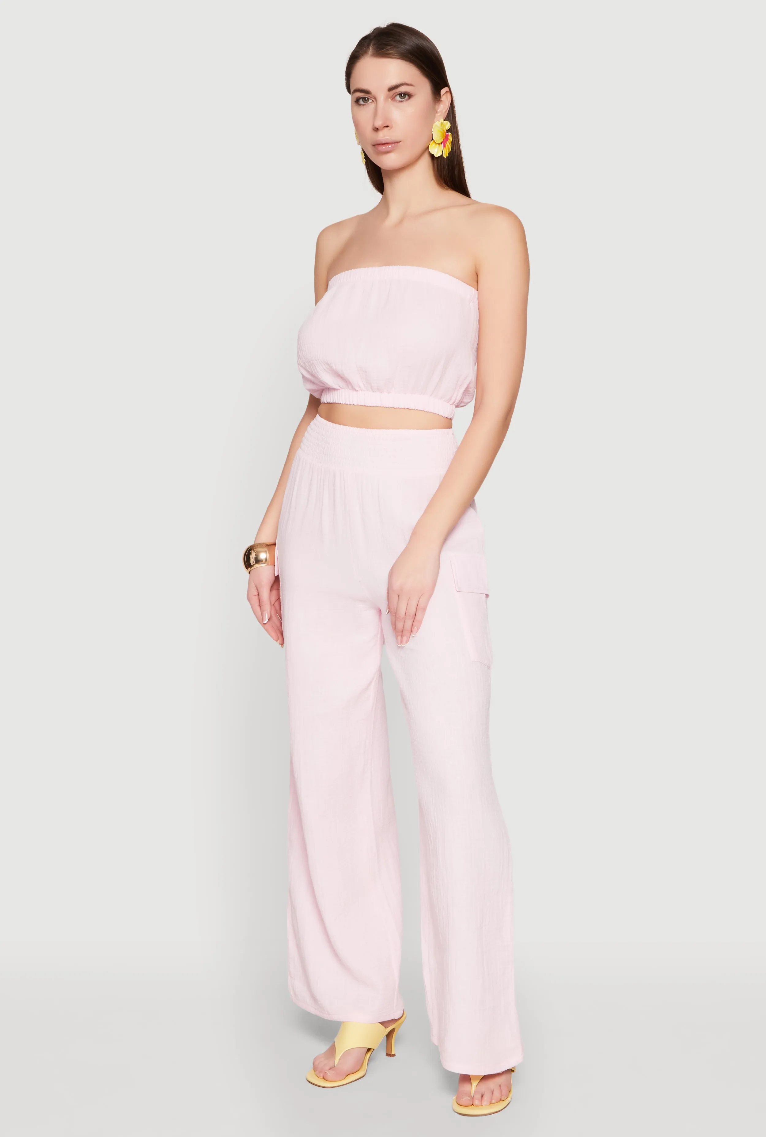 Gauze Knit Cargo Pocket Pants sold by Rainbow