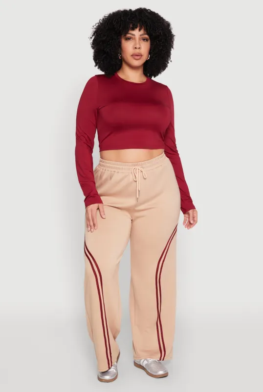 Plus Size Contrast Trim High Waisted Sweatpants sold by Rainbow
