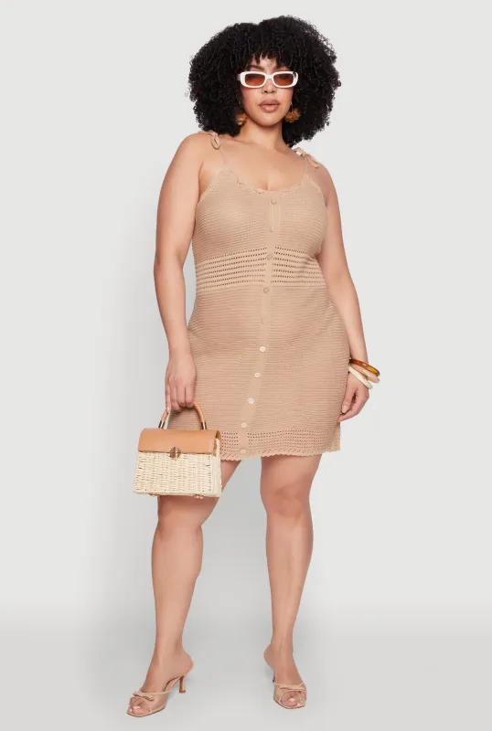Plus Size Almost Famous Tie Strap Mini Dress sold by Rainbow