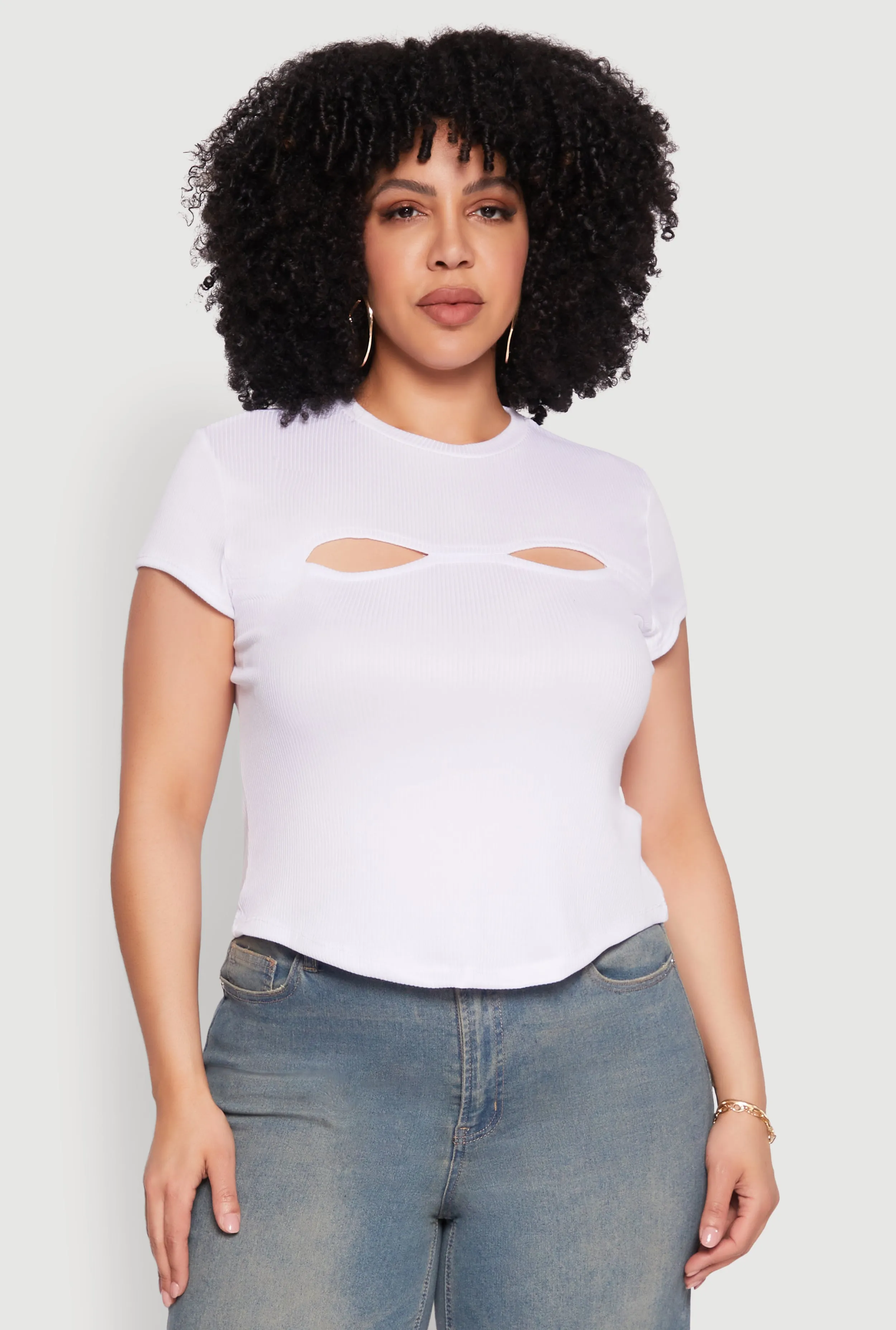 Plus Size Cut Out Rib Knit Top sold by Rainbow product image thumbnail 2