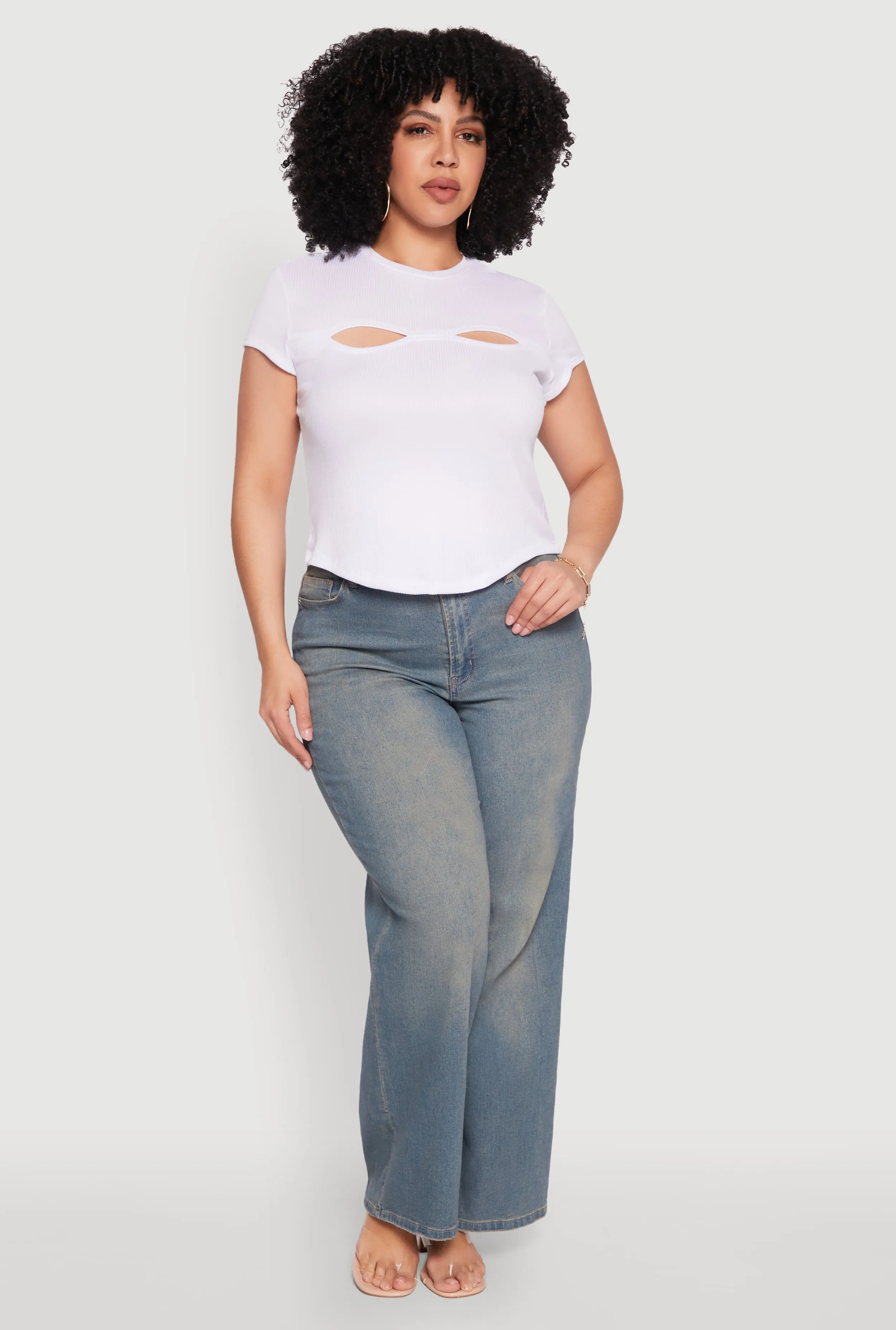 Plus Size Cut Out Rib Knit Top sold by Rainbow