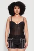 Plus Size Mesh Zip Back Bustier Top sold by Rainbow