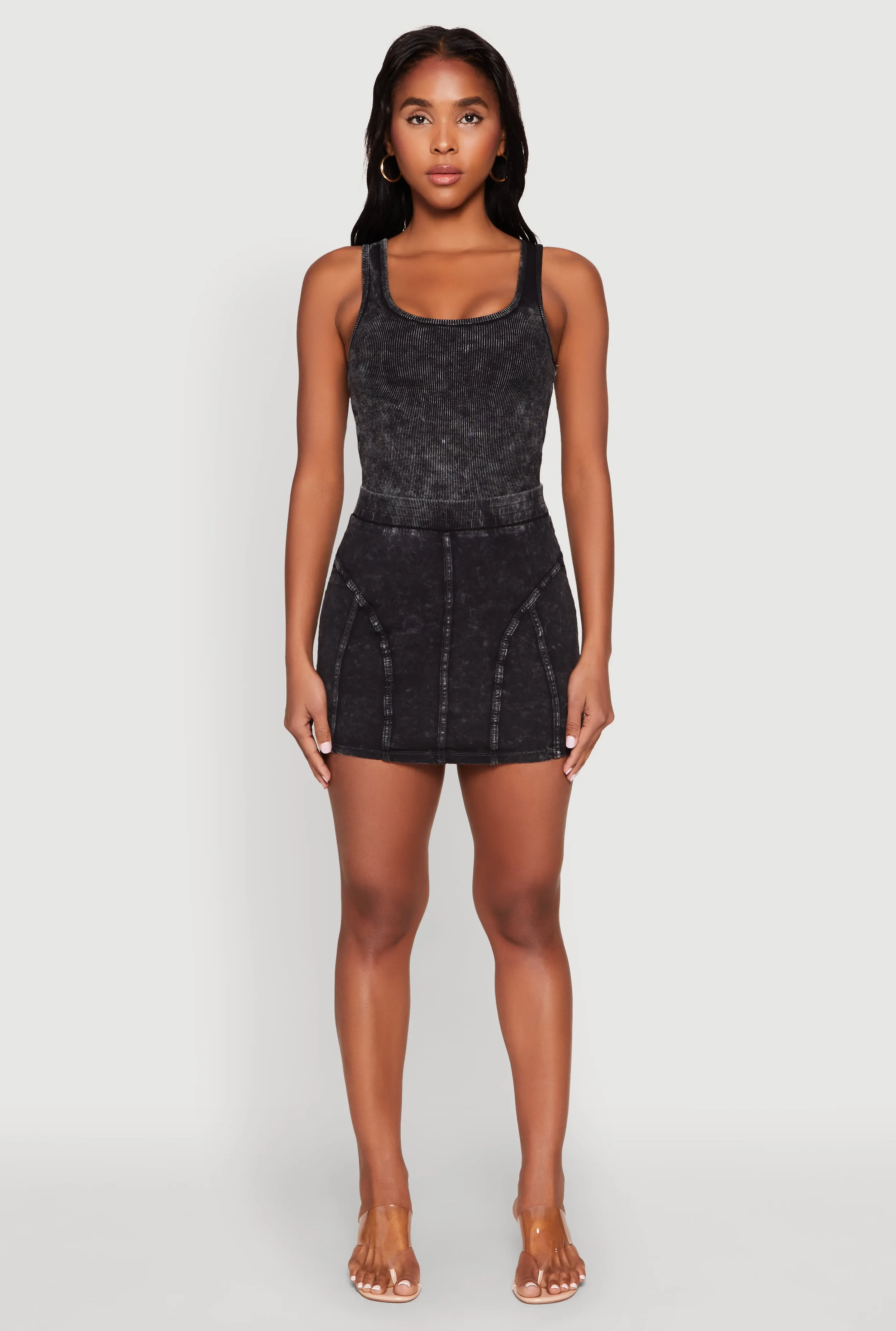 Mineral Wash High Waist Mini Skirt sold by Rainbow product image thumbnail 2