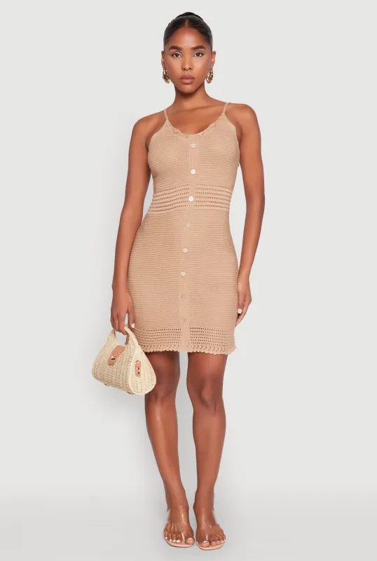 Almost Famous Scalloped Pointelle Knit Cami Dress sold by Rainbow