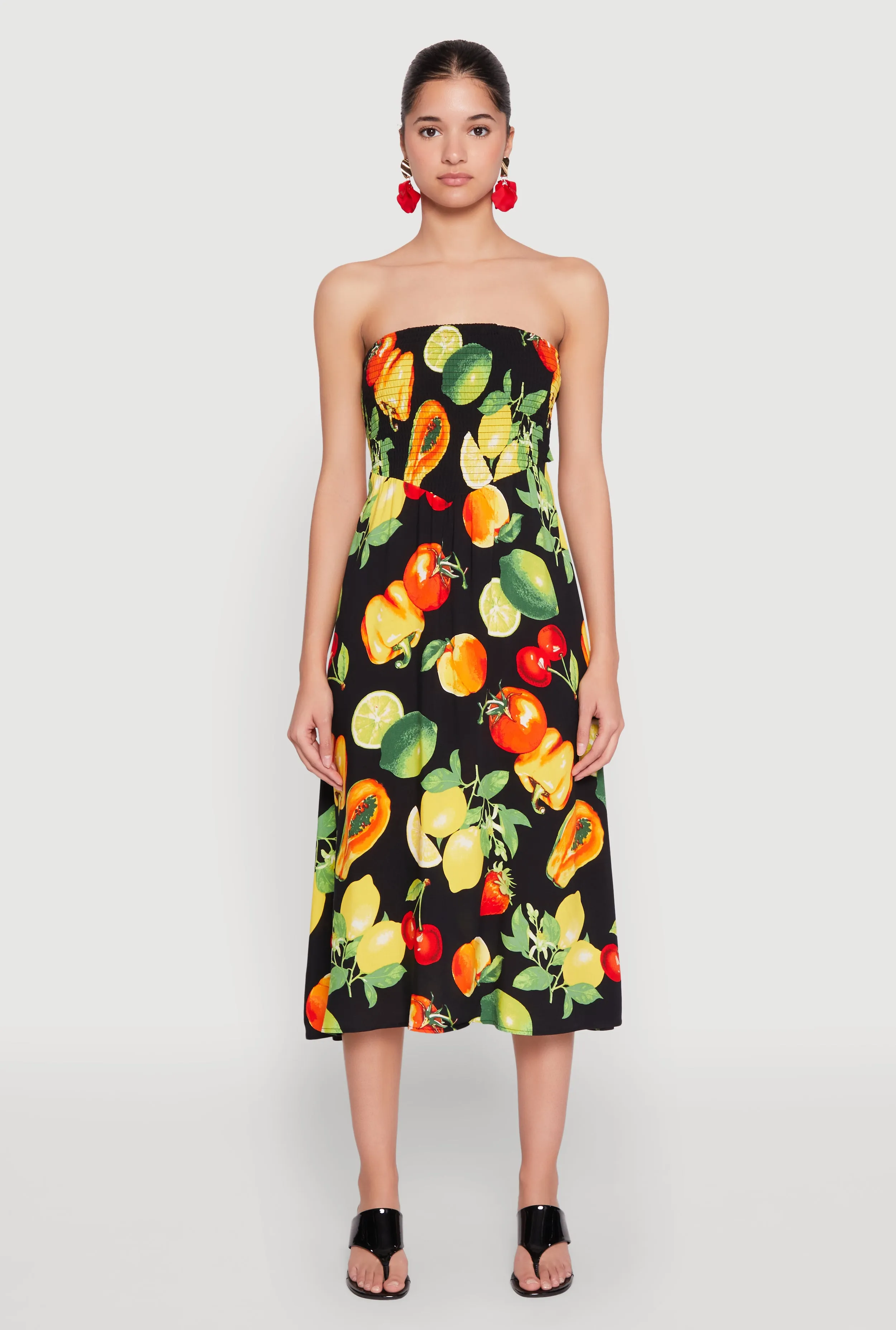 Almost Famous Assorted Fruit Smocked Dress sold by Rainbow product image thumbnail 2