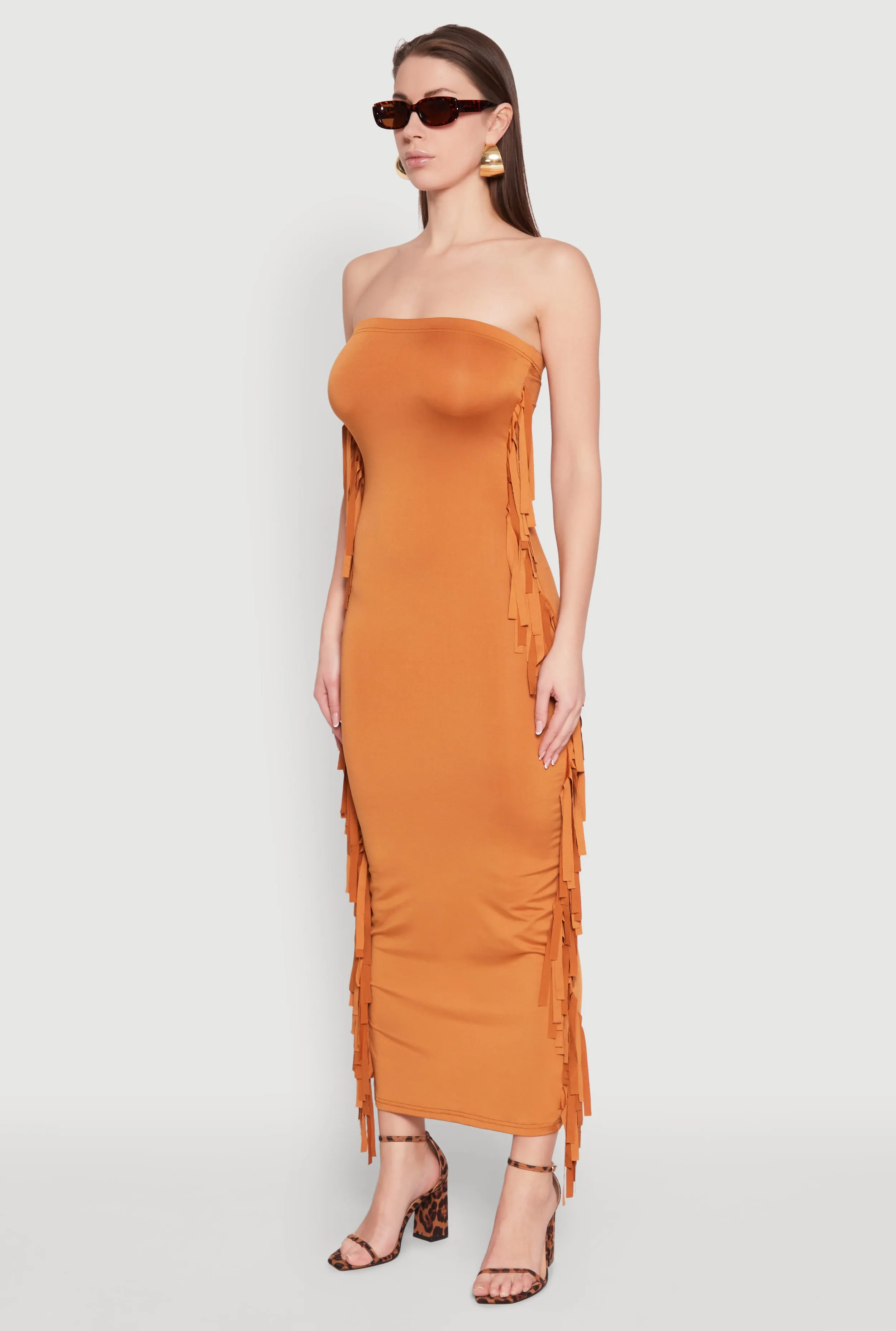 Side Fringe Maxi Tube Dress sold by Rainbow product image thumbnail 3