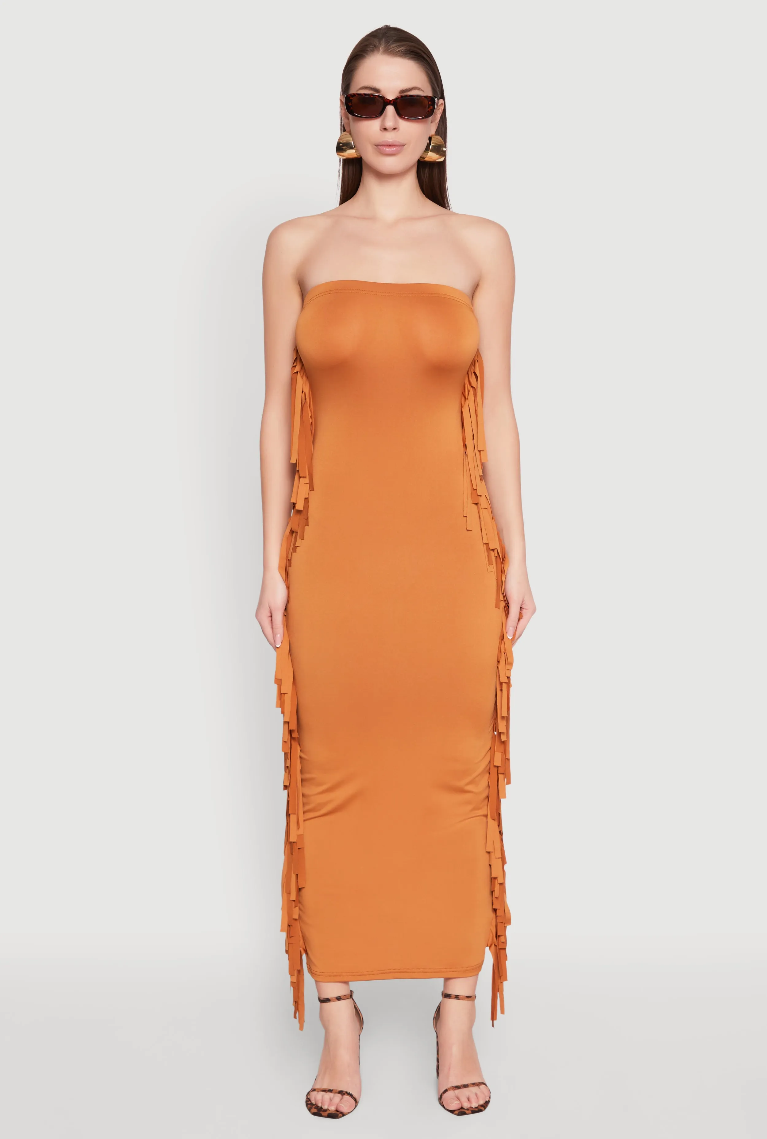 Side Fringe Maxi Tube Dress sold by Rainbow product image thumbnail 2