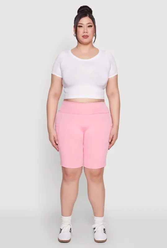 Plus Size Cell Phone Pocket Biker Shorts sold by Rainbow
