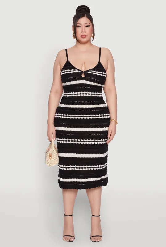 Plus Size Almost Famous Striped Midi Dress sold by Rainbow