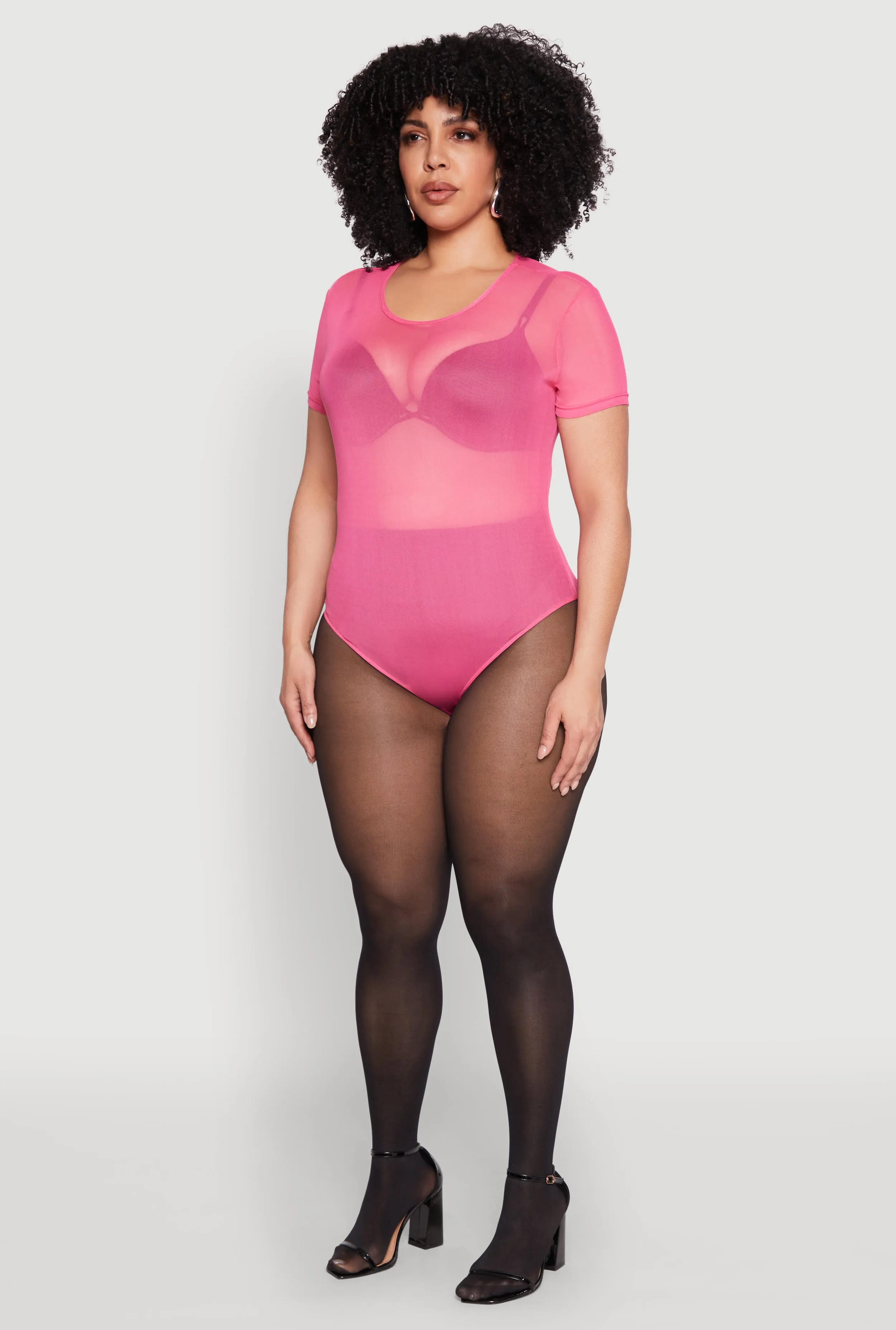 Plus Size Mesh Scoop Neck Bodysuit sold by Rainbow product image thumbnail 5