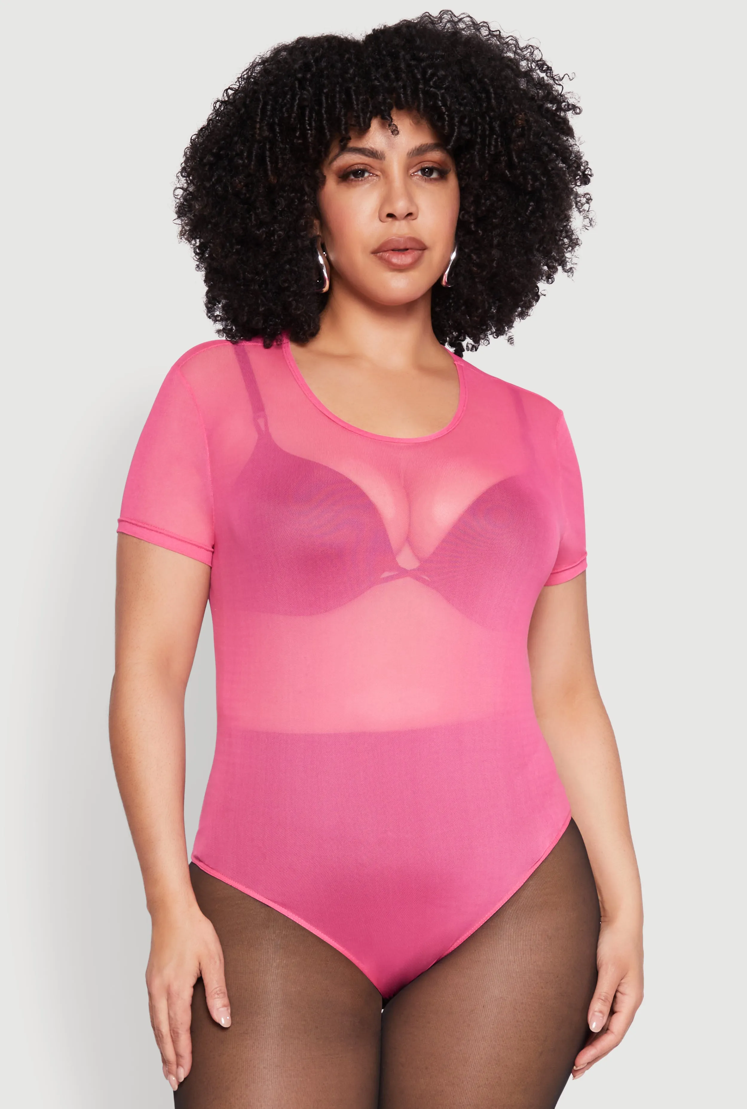 Plus Size Mesh Scoop Neck Bodysuit sold by Rainbow product image thumbnail 2