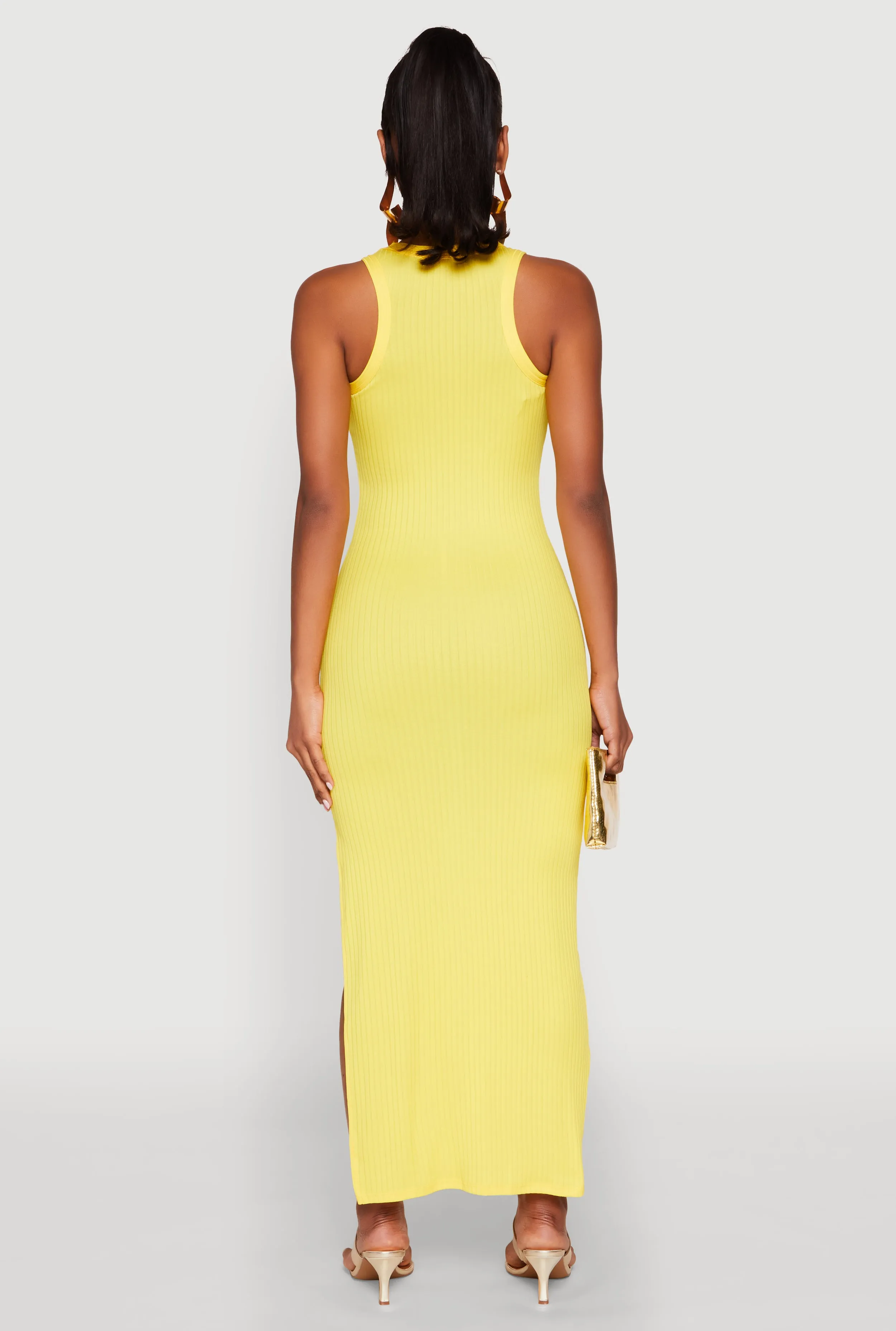 Ribbed Knit Side Slit Maxi Tank Dress sold by Rainbow product image thumbnail 5