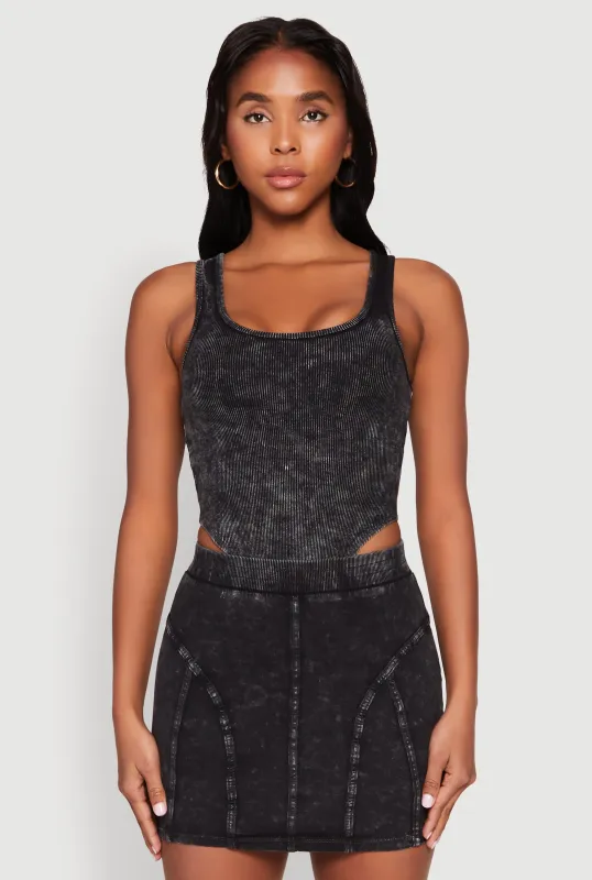 Mineral Wash High Cut Bodysuit sold by Rainbow