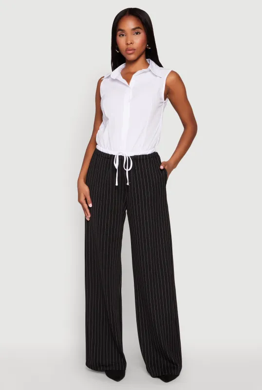 Contrast Waistband Pinstripe Trousers sold by Rainbow