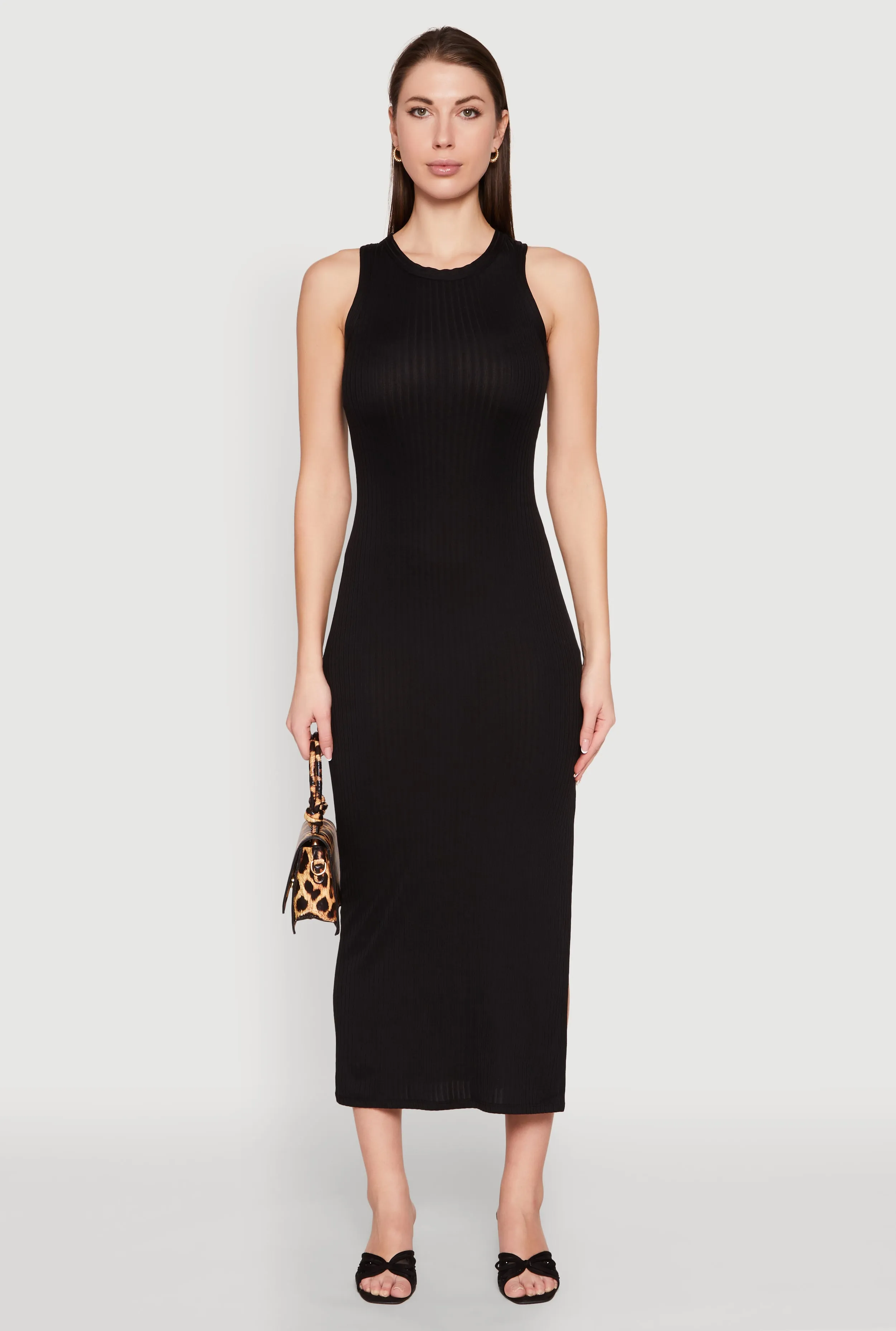 Ribbed Knit Side Slit Maxi Tank Dress sold by Rainbow product image thumbnail 2