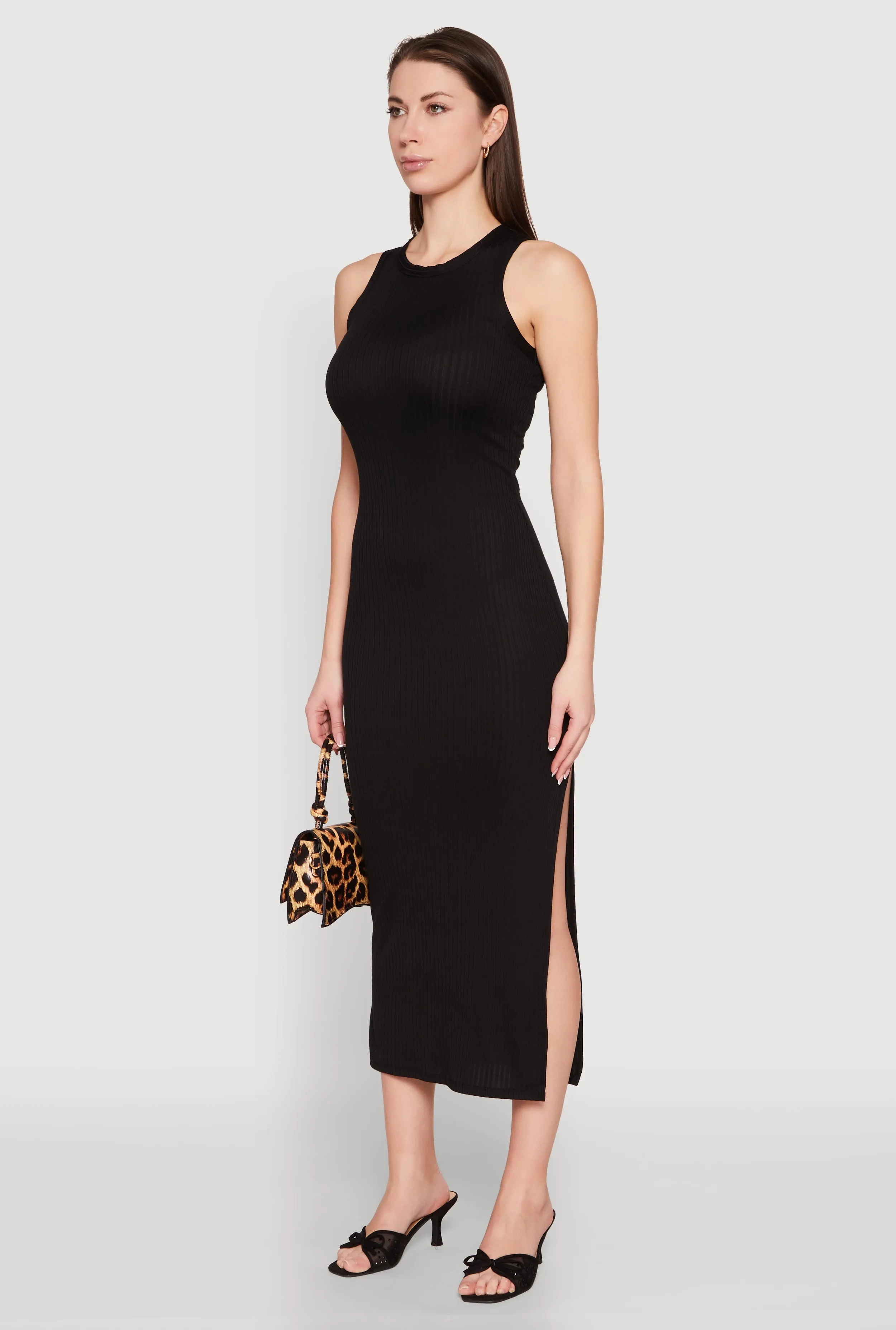 Ribbed Knit Side Slit Maxi Tank Dress sold by Rainbow product image thumbnail 3