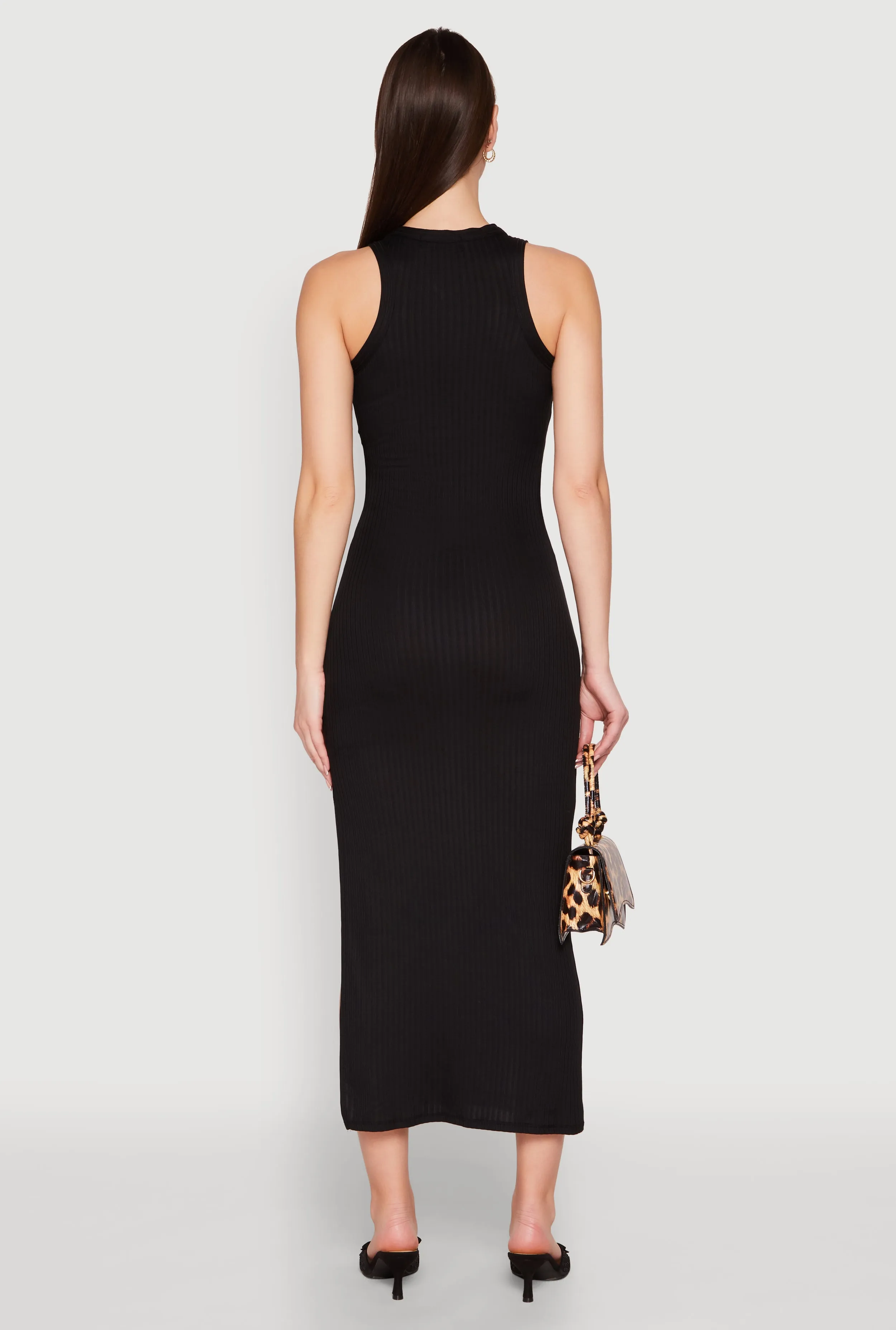 Ribbed Knit Side Slit Maxi Tank Dress sold by Rainbow product image thumbnail 5