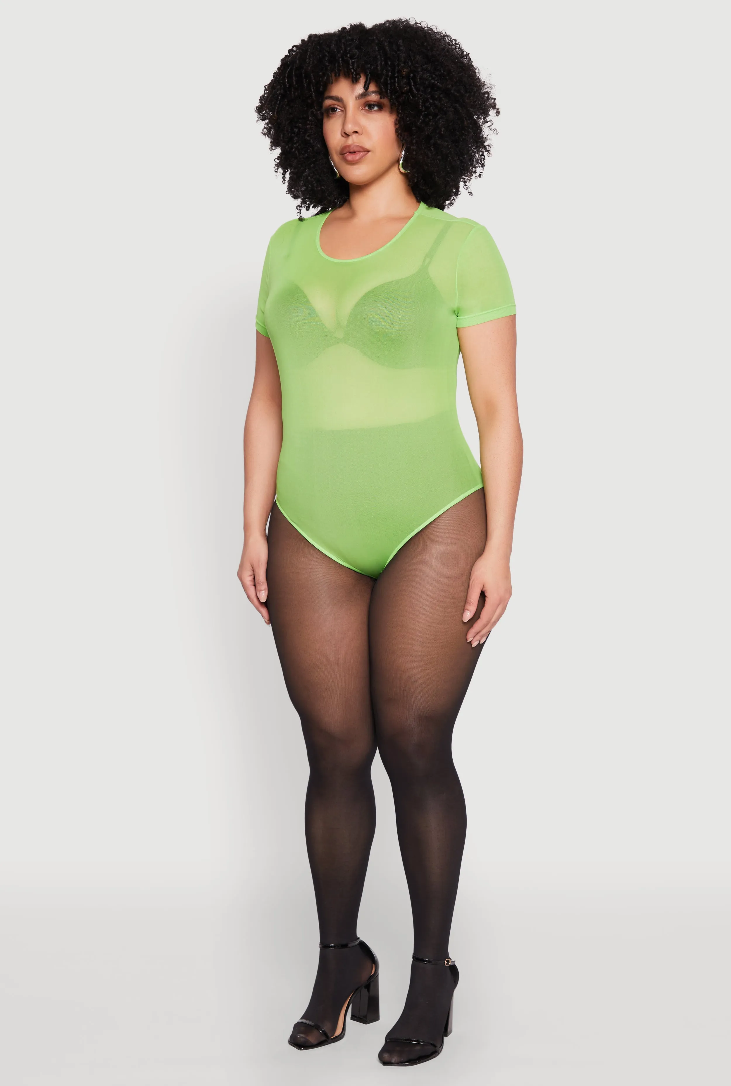 Plus Size Mesh Scoop Neck Bodysuit sold by Rainbow product image thumbnail 5