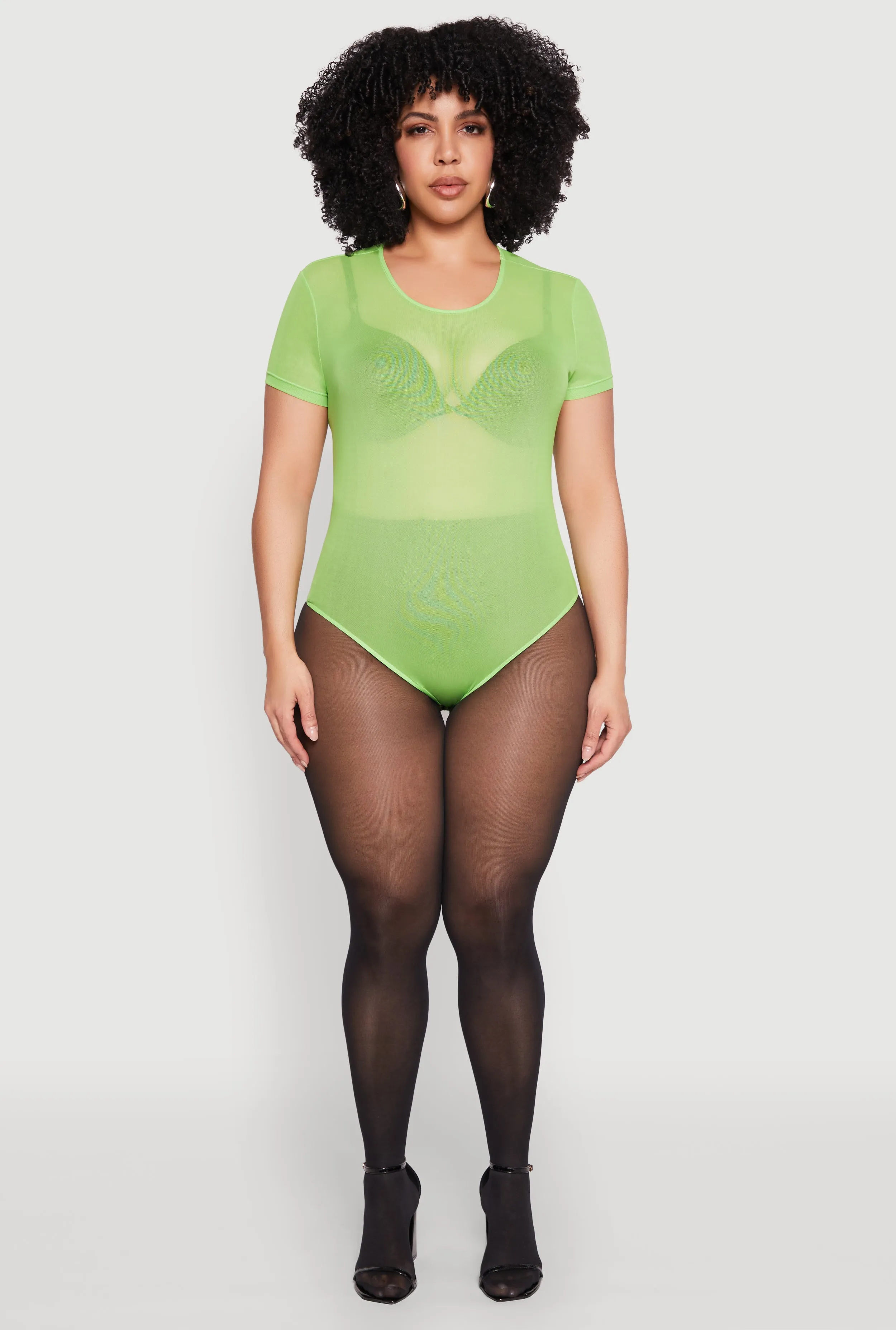 Plus Size Mesh Scoop Neck Bodysuit sold by Rainbow product image thumbnail 3