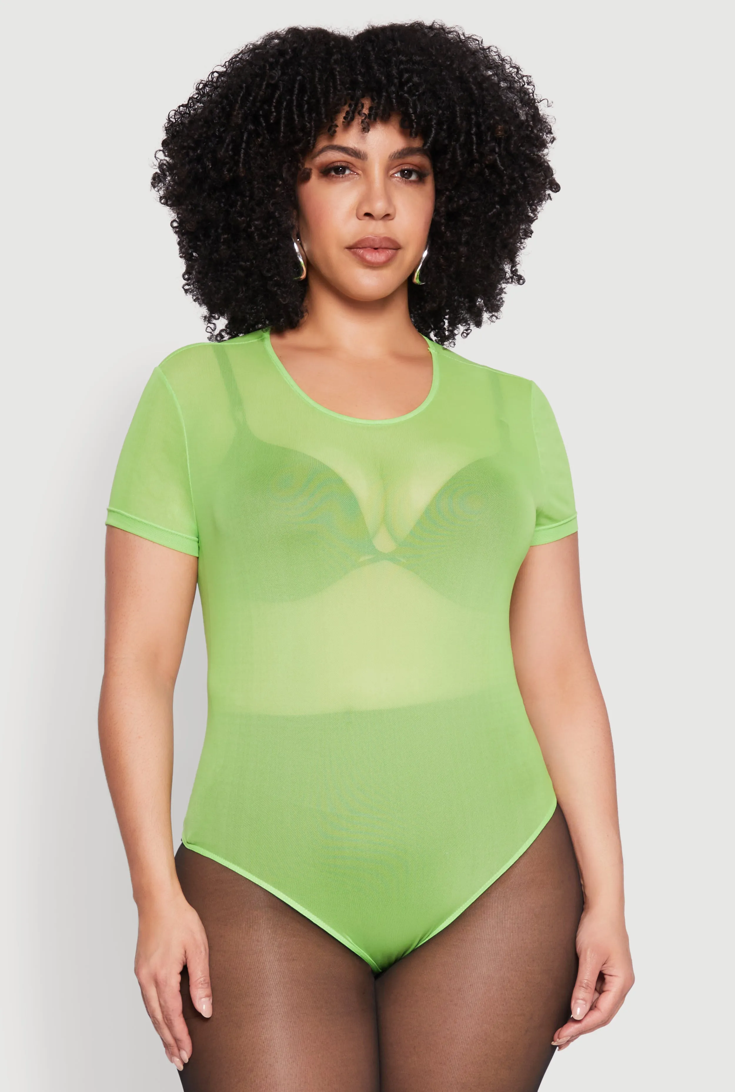 Plus Size Mesh Scoop Neck Bodysuit sold by Rainbow product image thumbnail 2