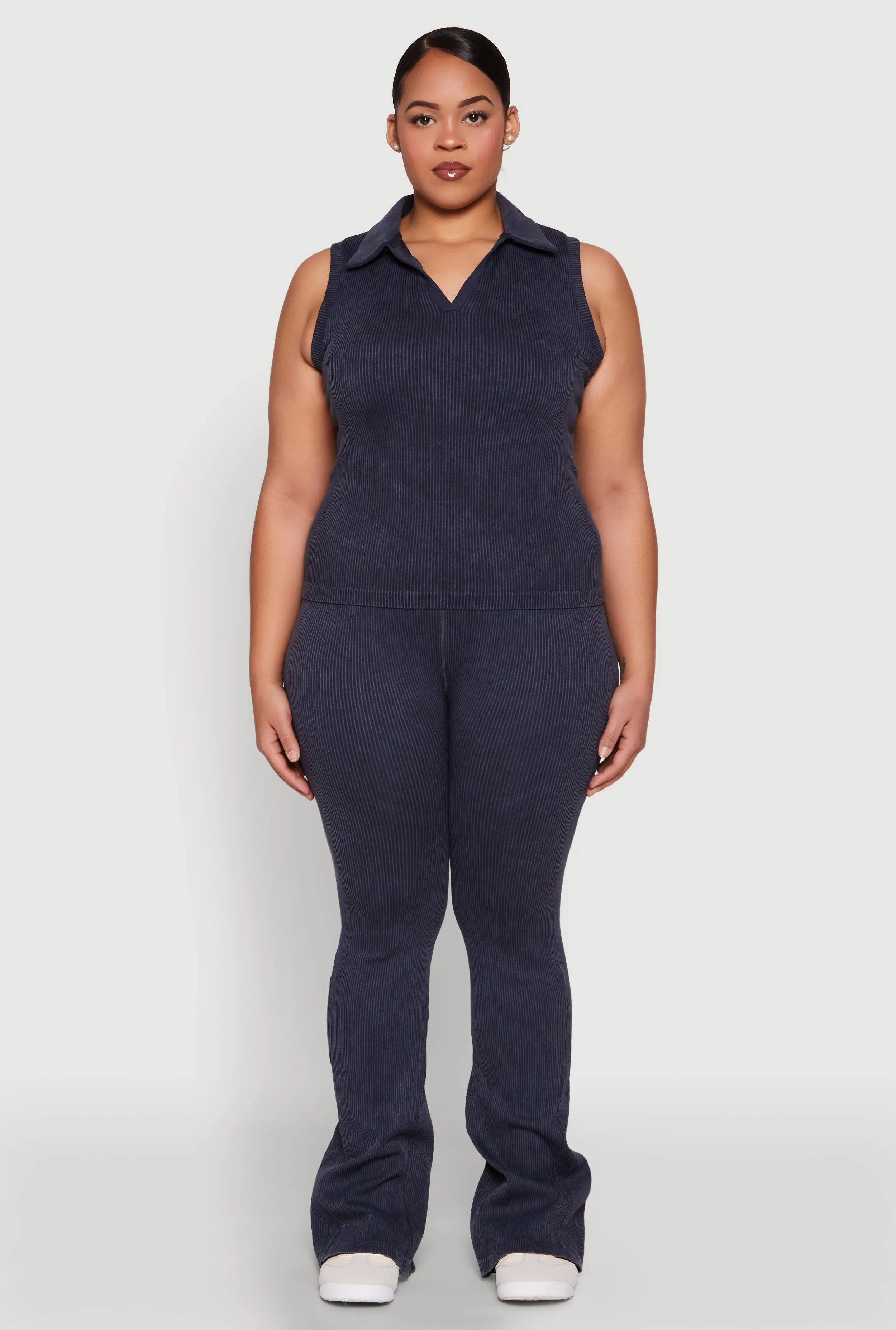 Plus Size Mineral Wash Ribbed Knit Boot Cut Pants sold by Rainbow product image thumbnail 2