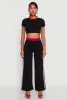 Varsity Stripe Detail Short Sleeve Crop Top sold by Rainbow