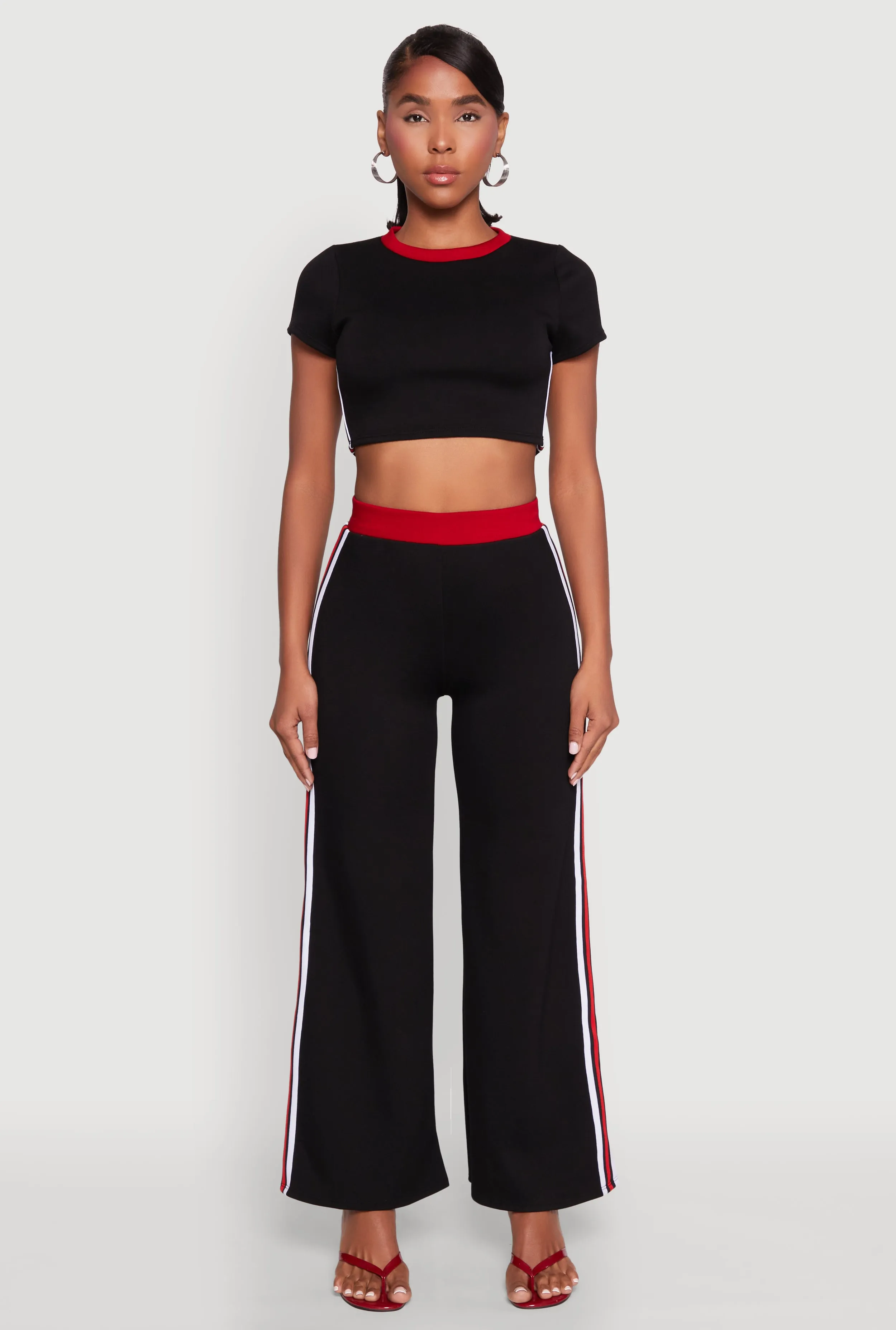 Varsity Stripe Detail Short Sleeve Crop Top sold by Rainbow product image thumbnail 3