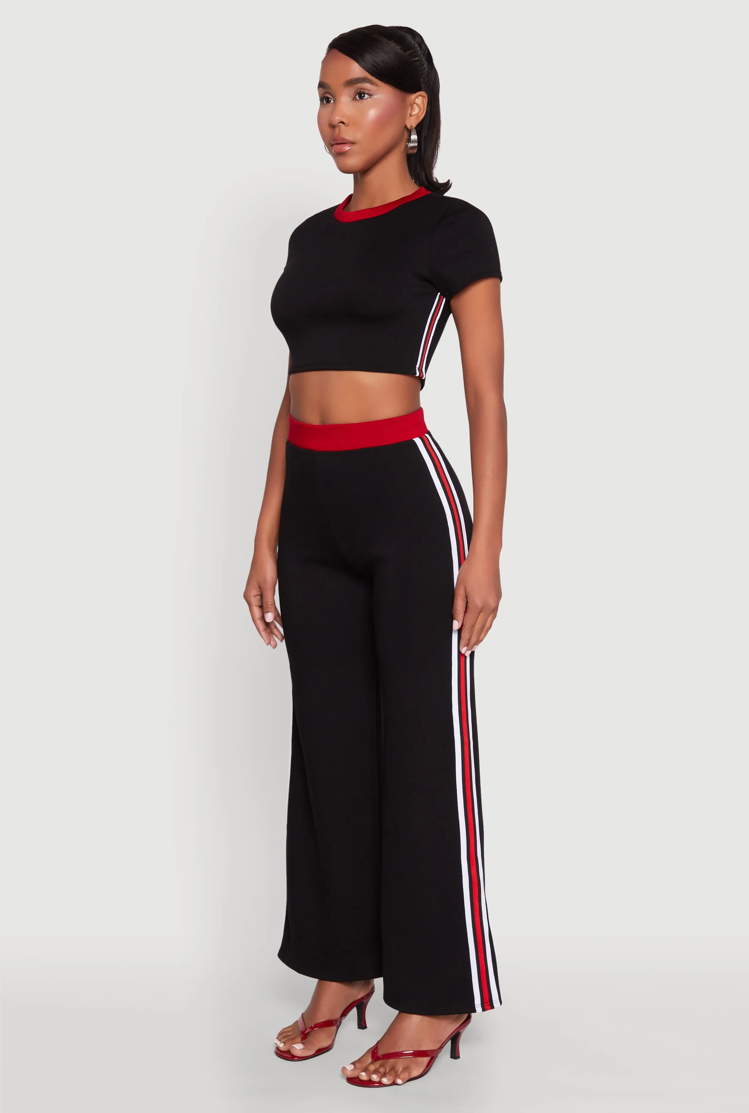 Varsity Stripe Detail Short Sleeve Crop Top sold by Rainbow product image thumbnail 5