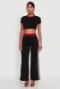 Varsity Stripe Detail Short Sleeve Crop Top sold by Rainbow