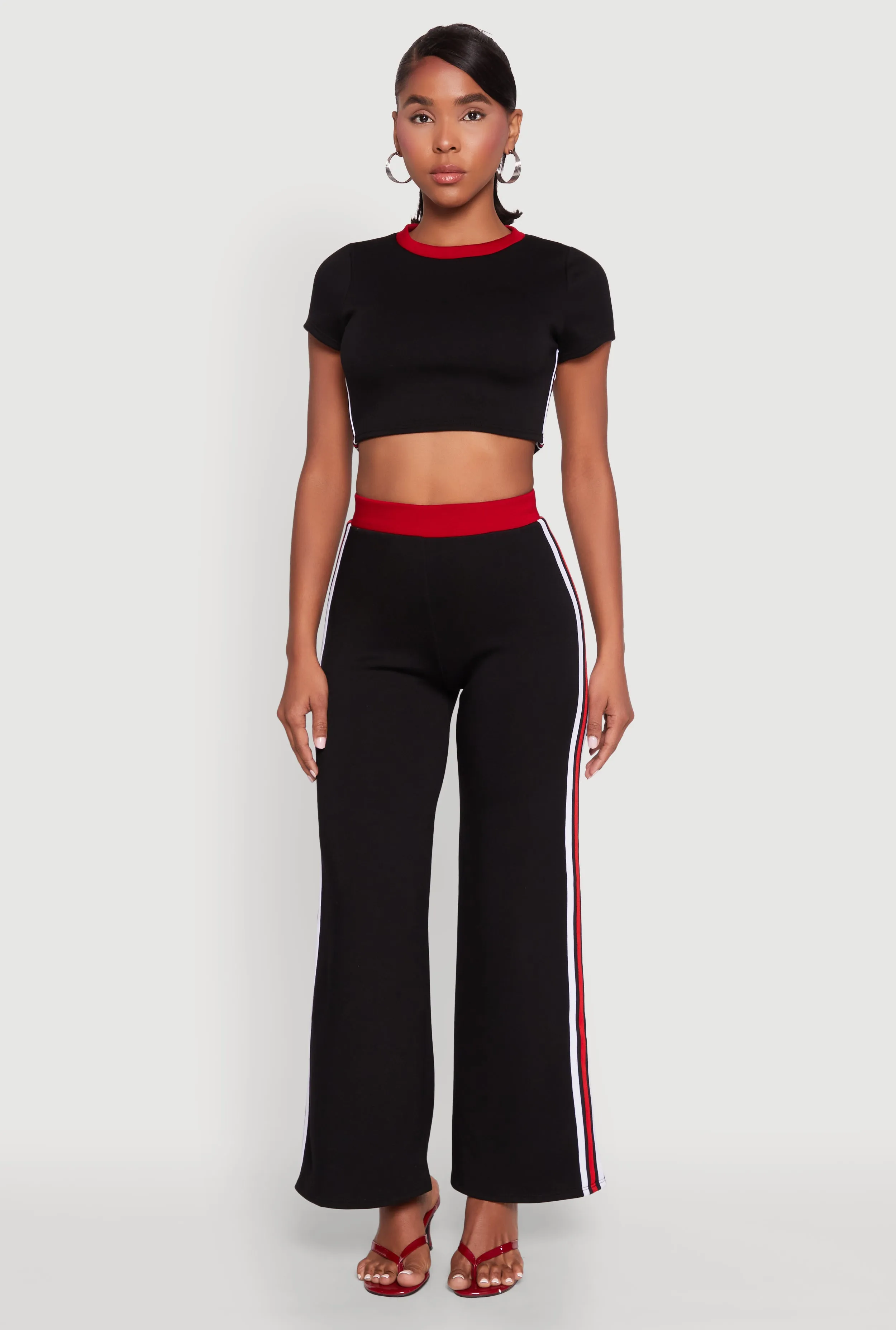 Varsity Stripe Detail Short Sleeve Crop Top sold by Rainbow product image thumbnail 2