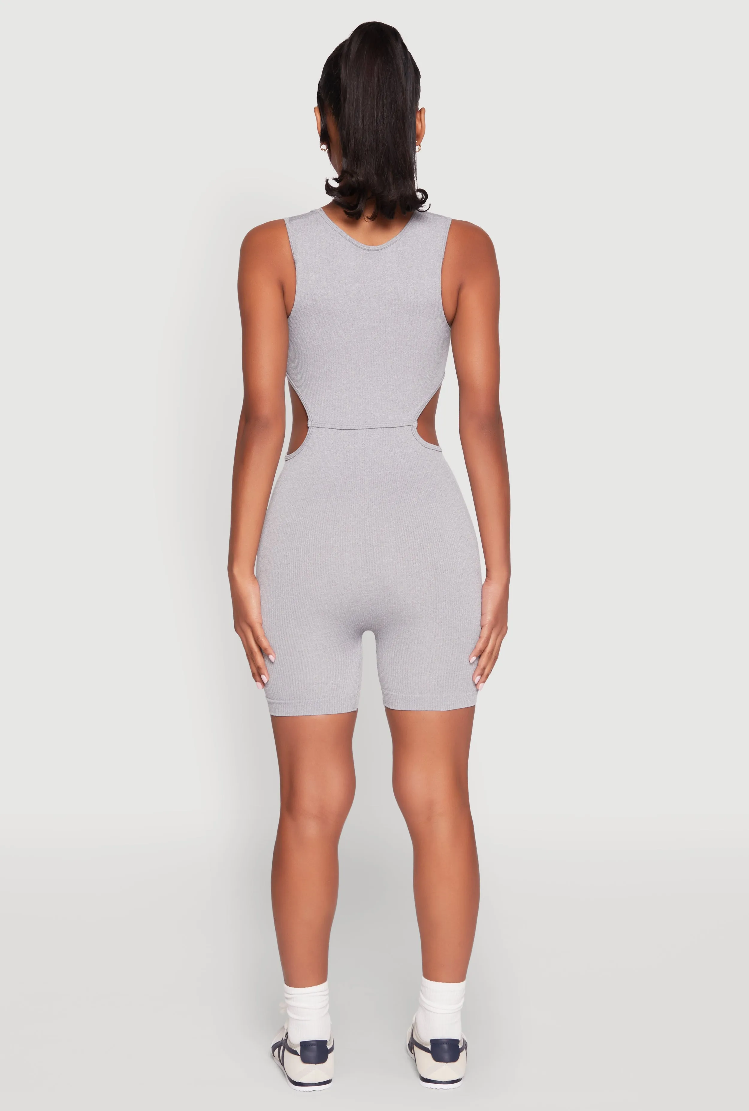 Ribbed Cut Out Side Biker Romper sold by Rainbow product image thumbnail 5