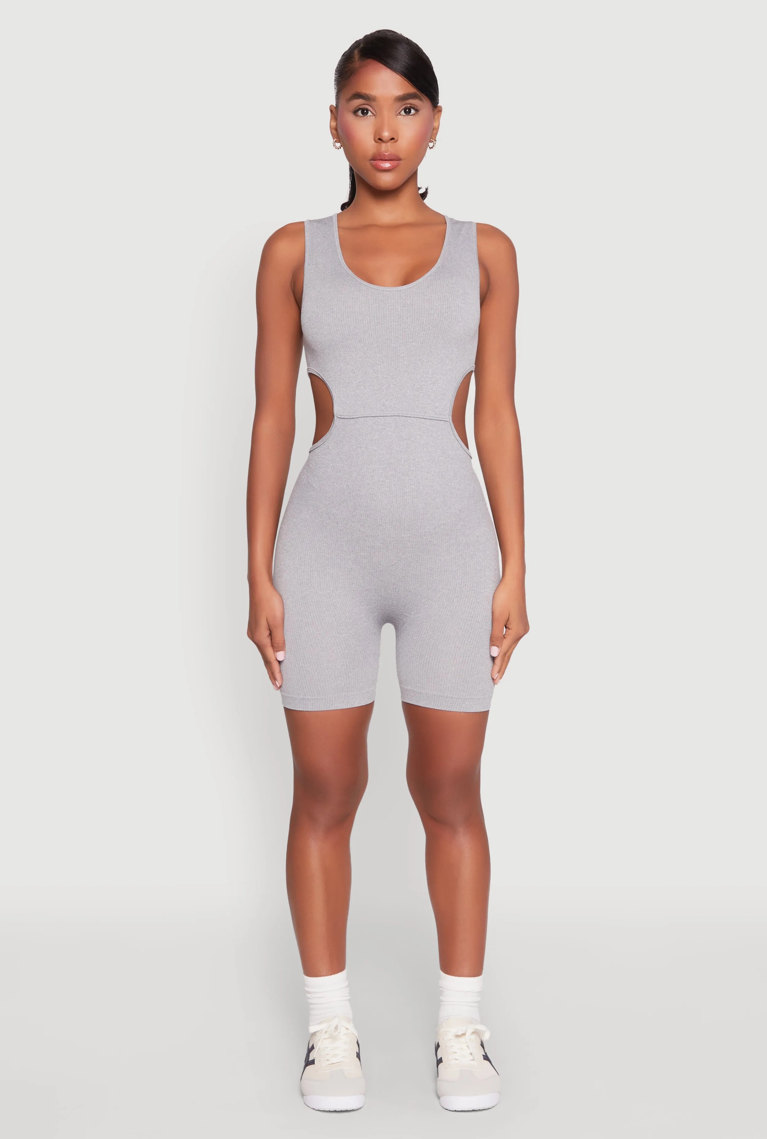 Ribbed Cut Out Side Biker Romper sold by Rainbow product image thumbnail 2