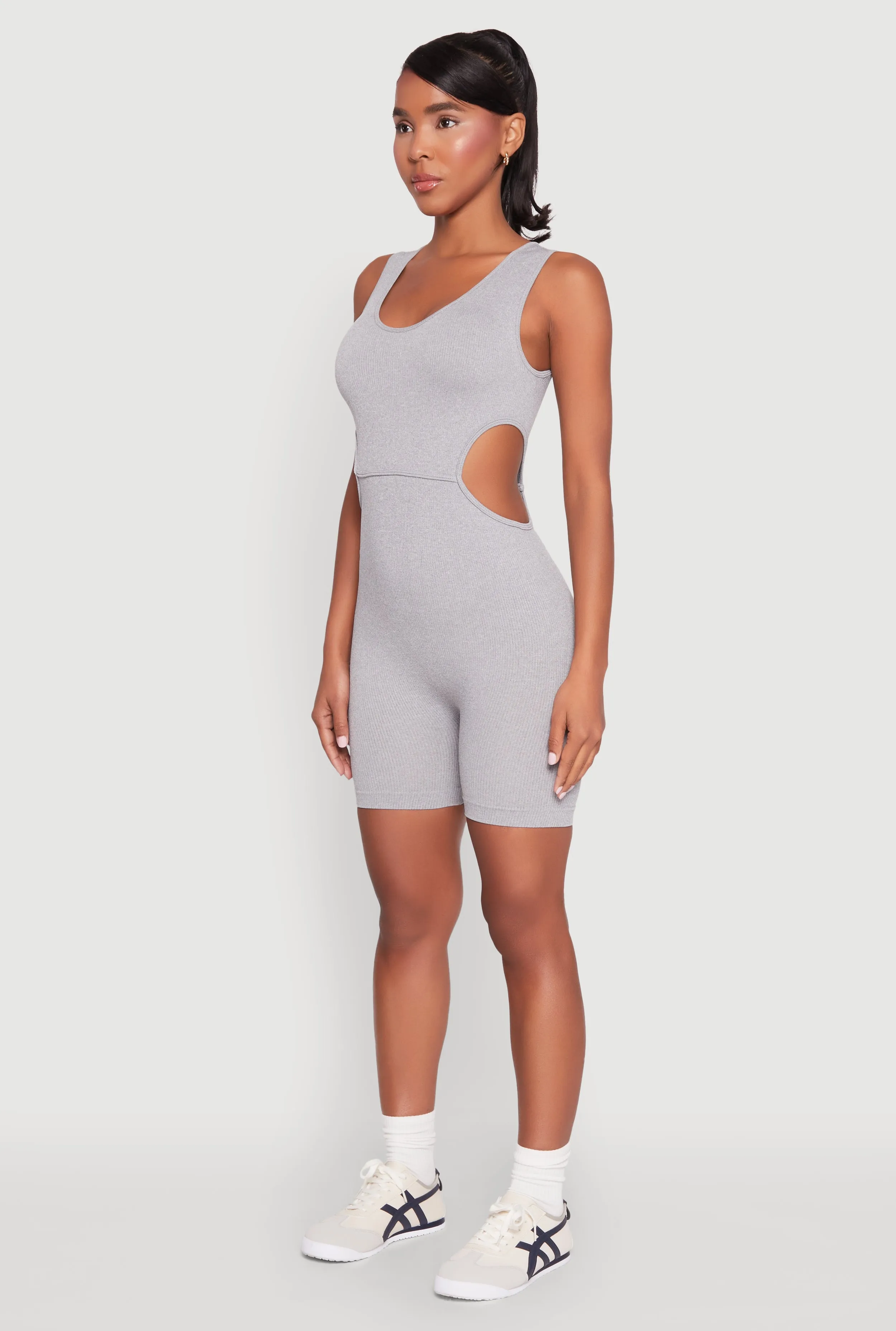 Ribbed Cut Out Side Biker Romper sold by Rainbow product image thumbnail 3